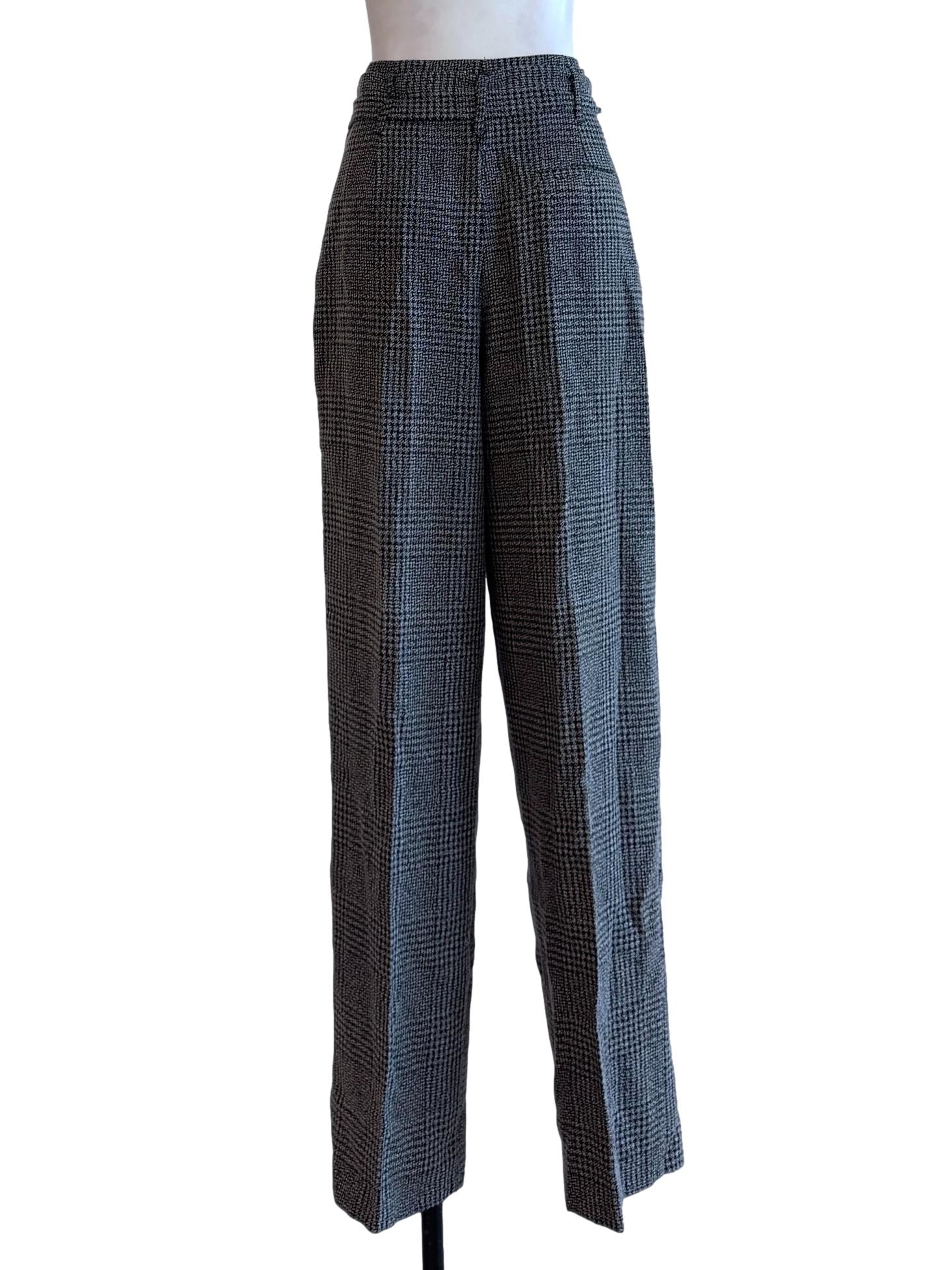 Grey Plaid Pattern Pants