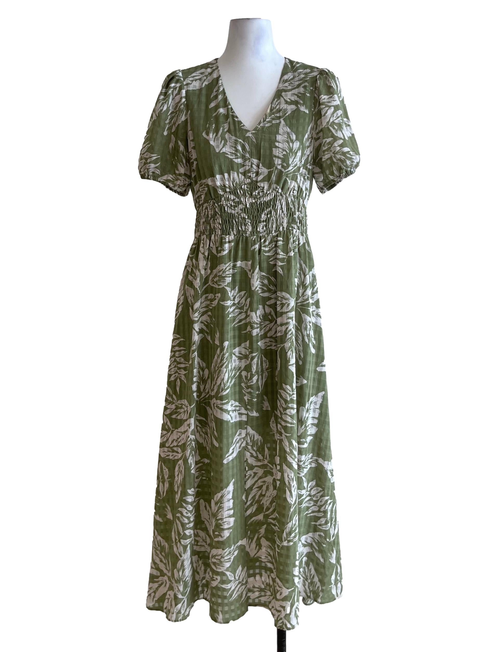 Olive Green V-Neckline Empire Dress LB