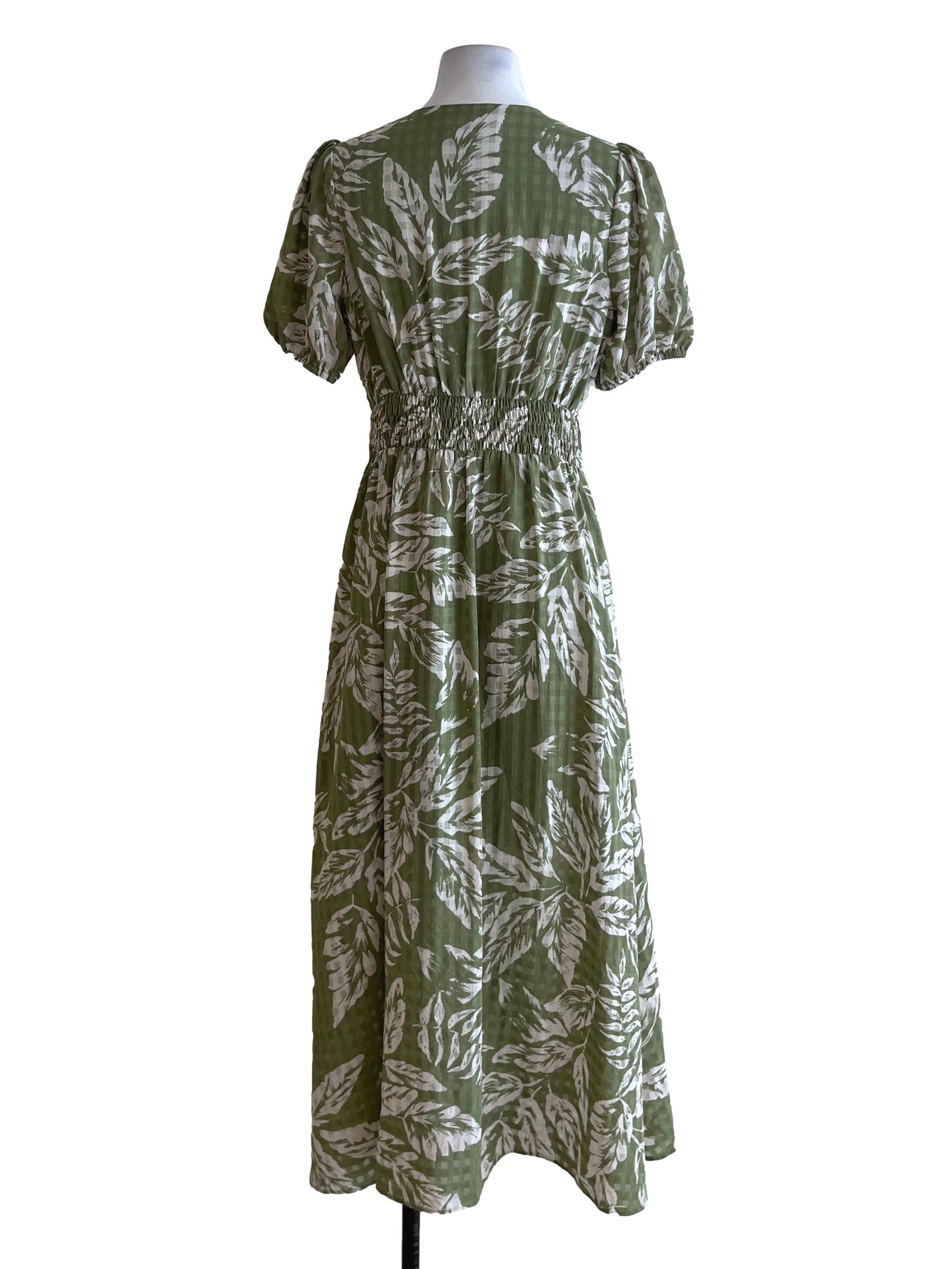 Olive Green V-Neckline Empire Dress LB