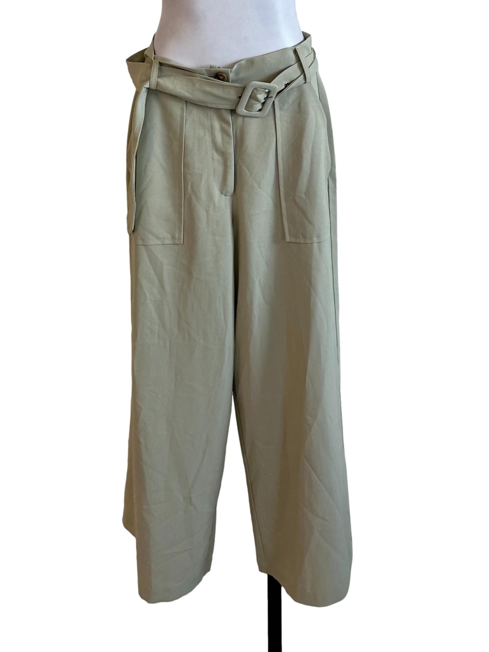Sage Green Plain Strap Pants