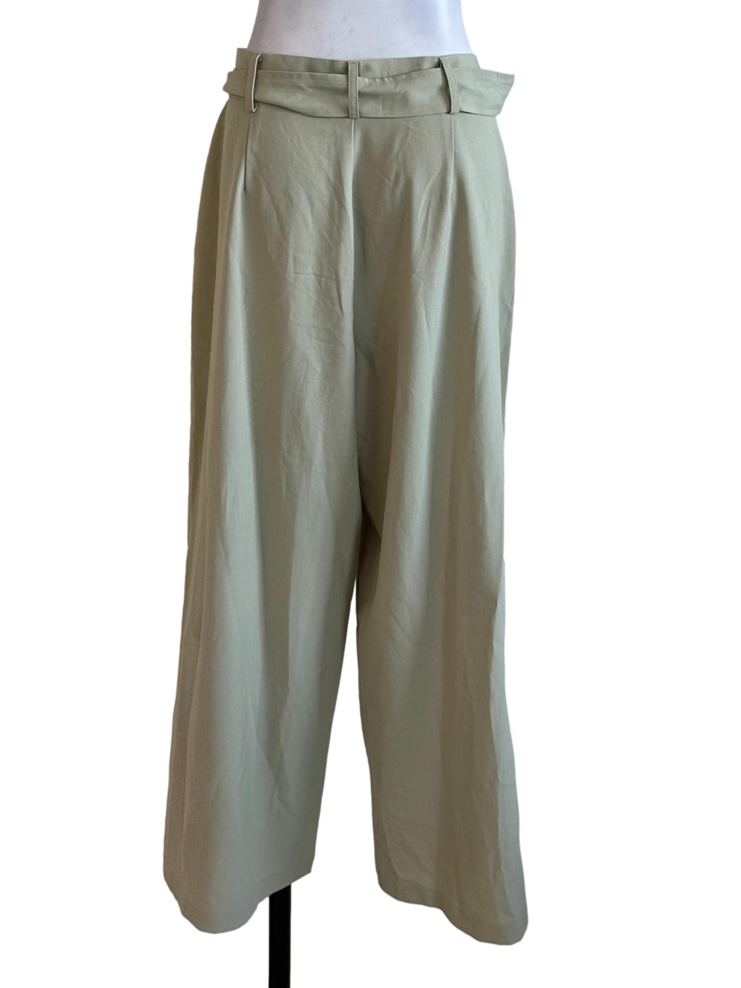 Sage Green Plain Strap Pants