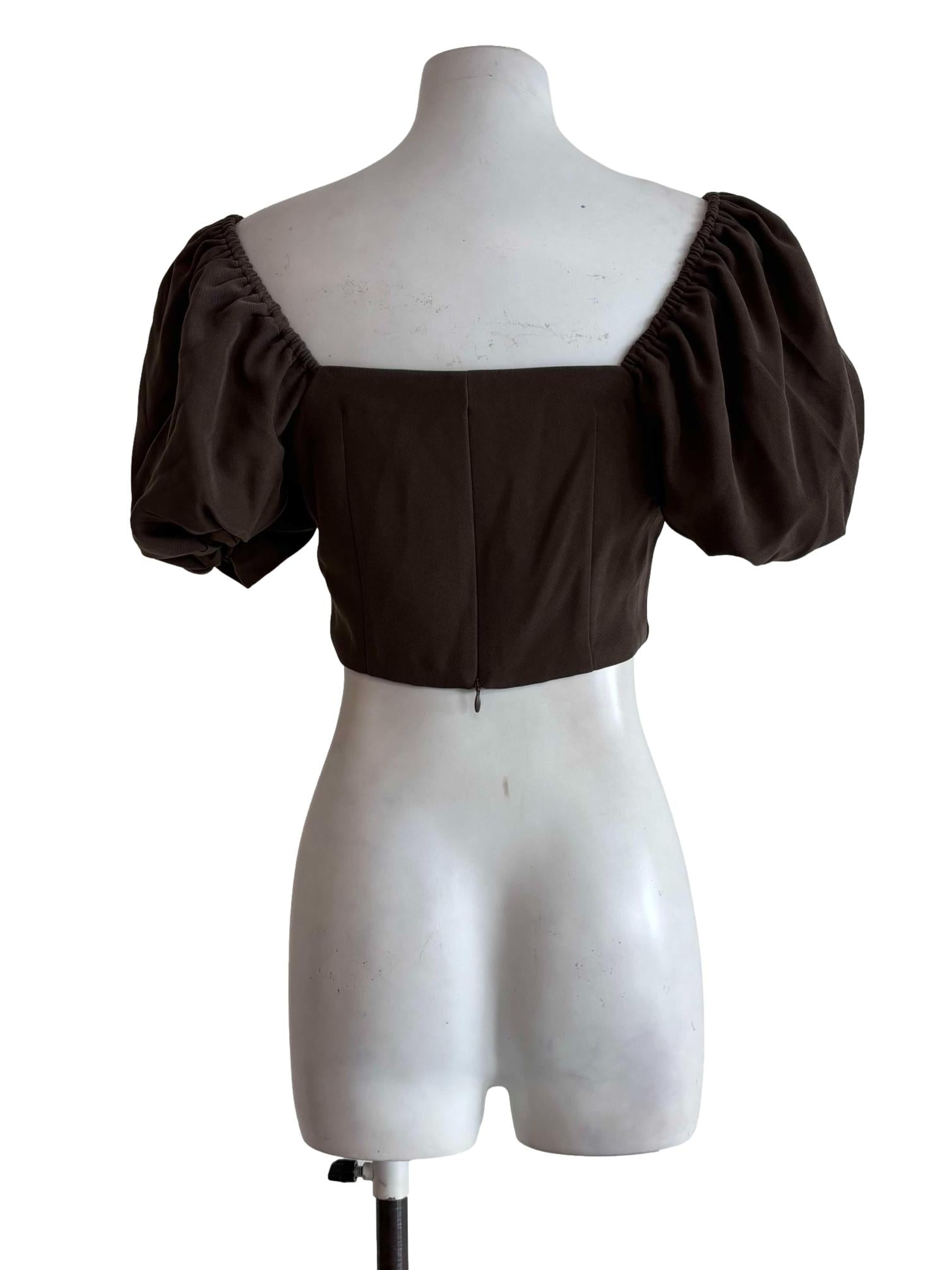 Hickory Brown Square Neck Cropped Top