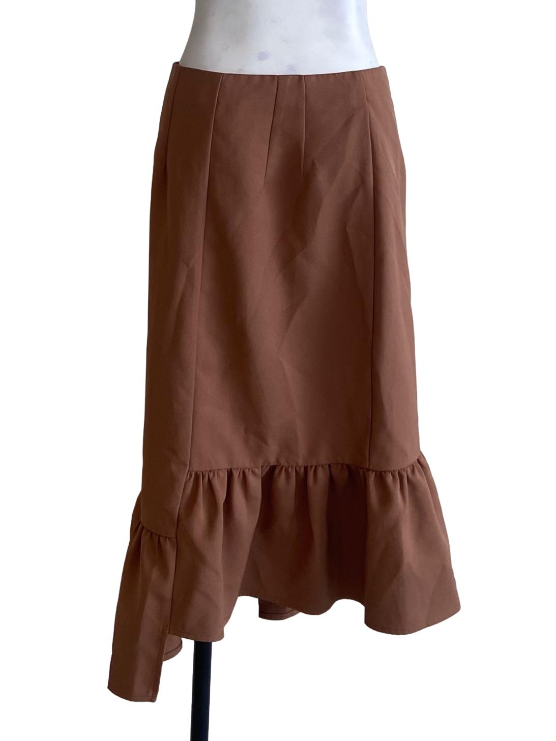 Tawny Brown Button Down Asymmetric Skirt