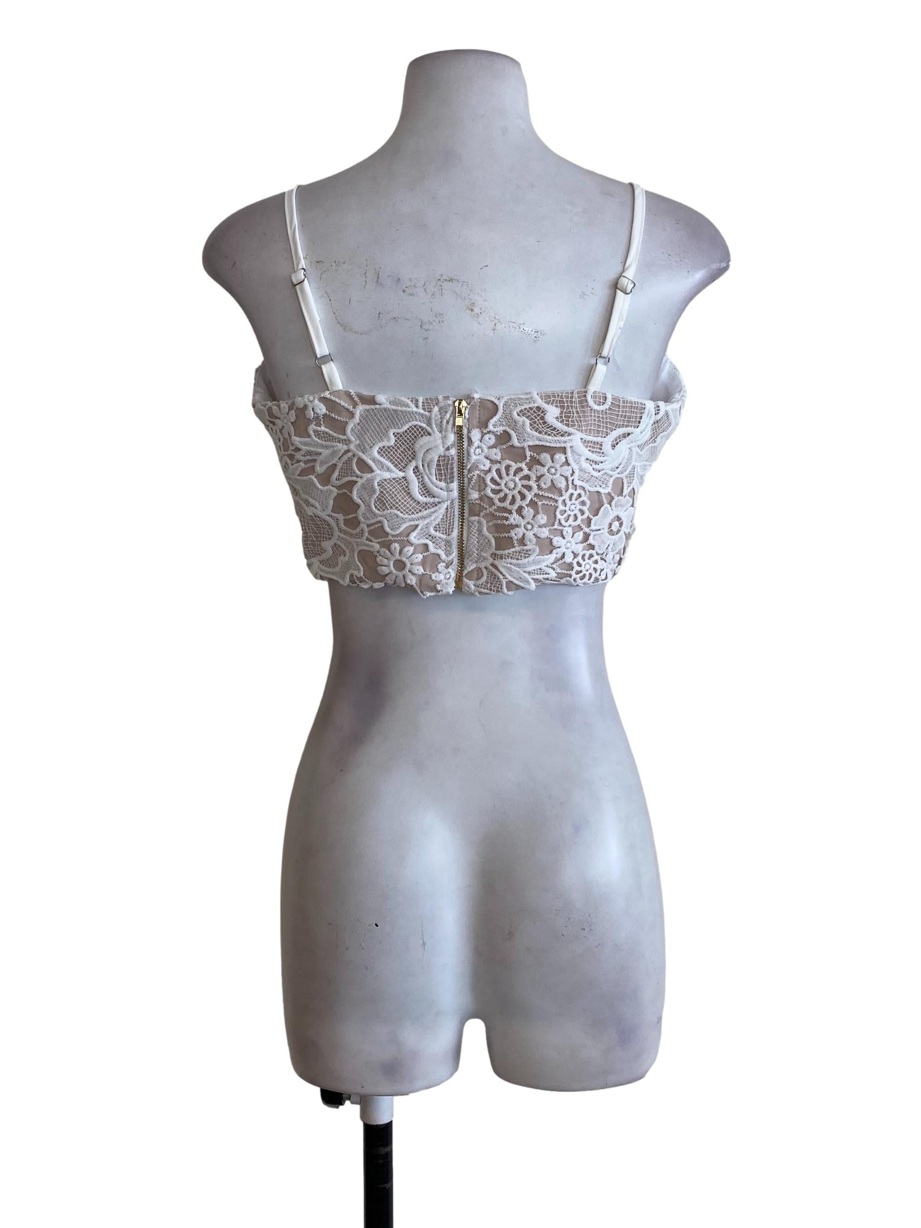 Brown White Laced Top