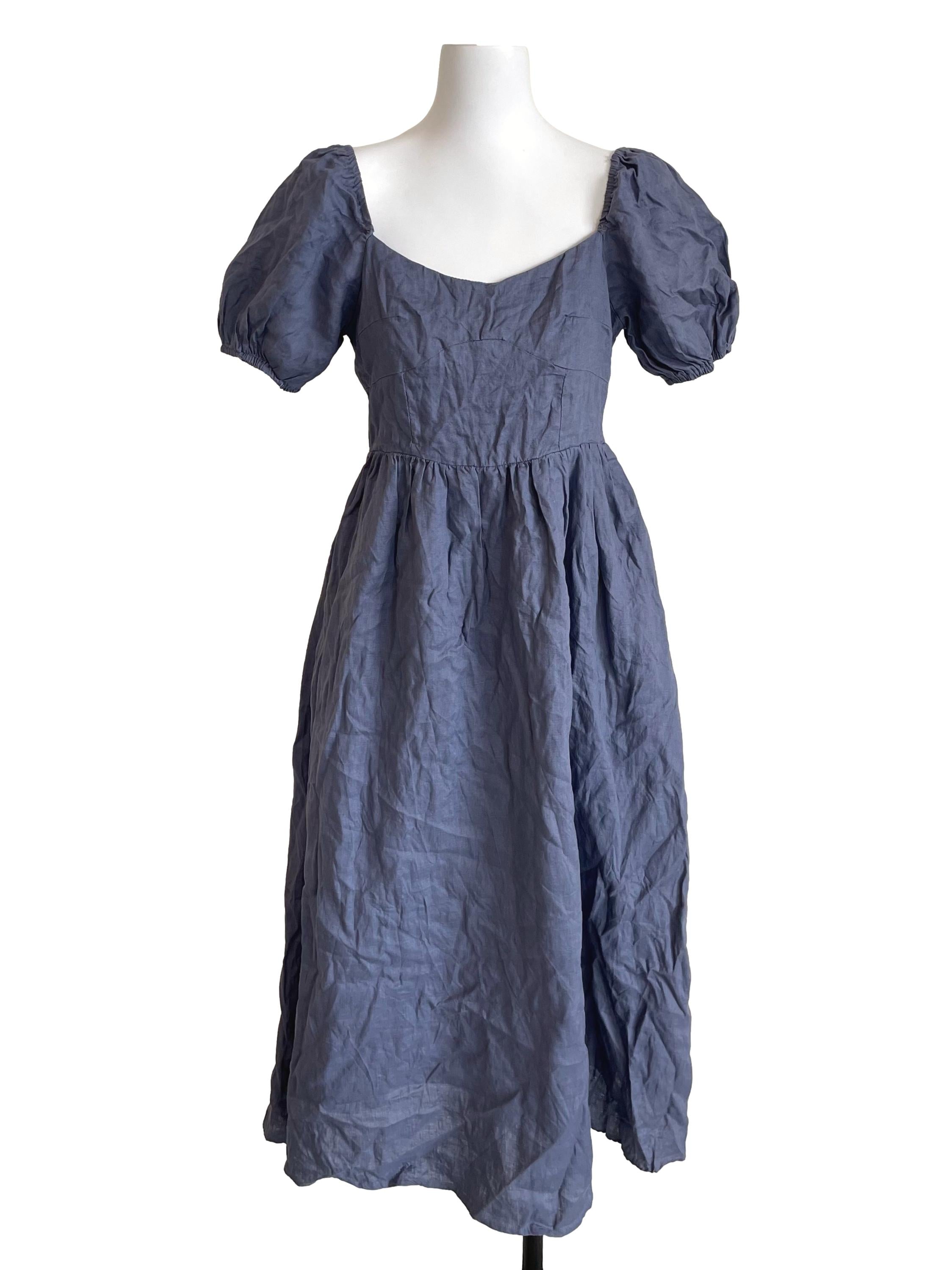 Porpoise Puff Sleeves Bouffant Dress TEM