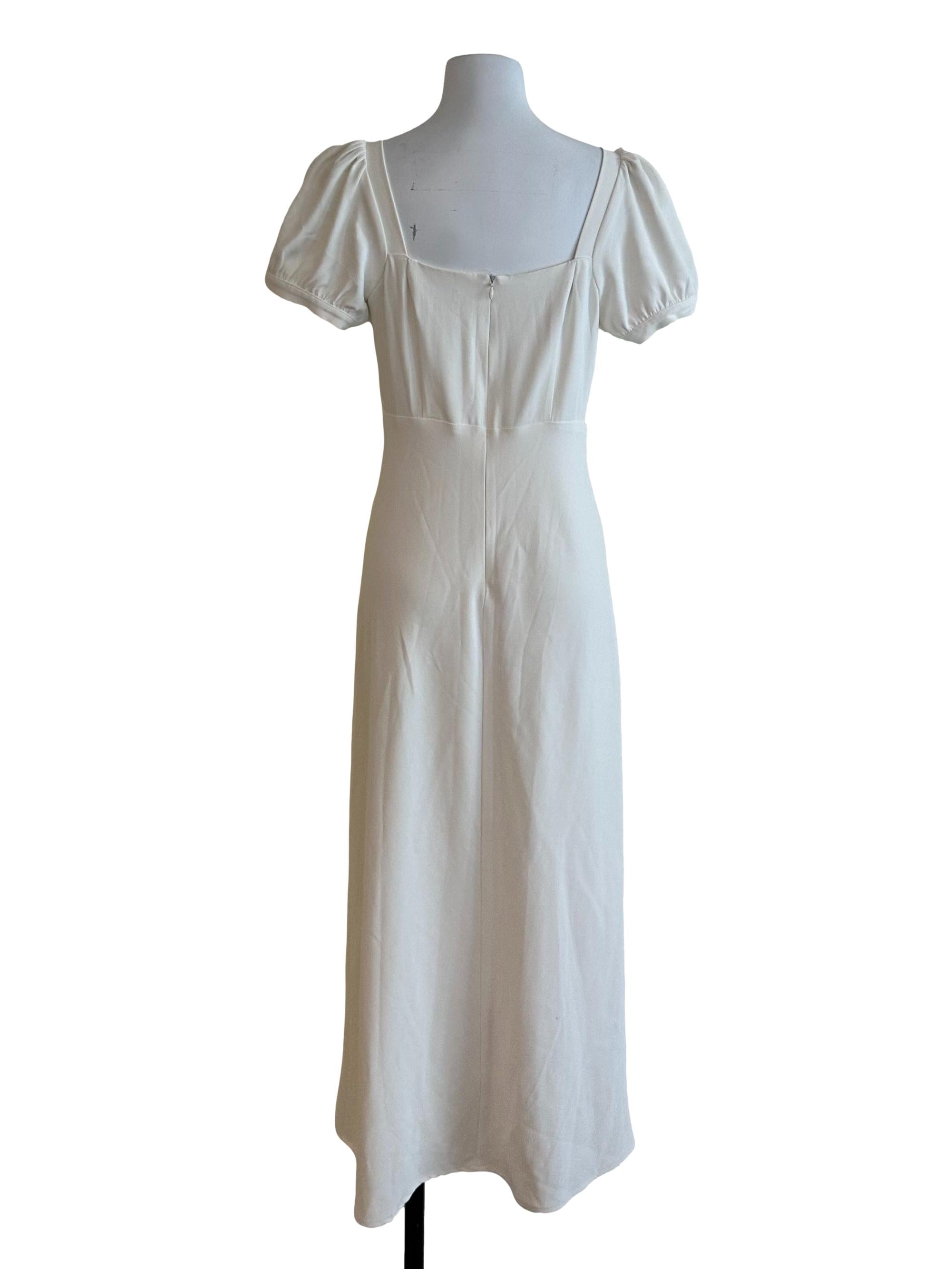 Pearl White Square Neck Puff Sleeve Dress