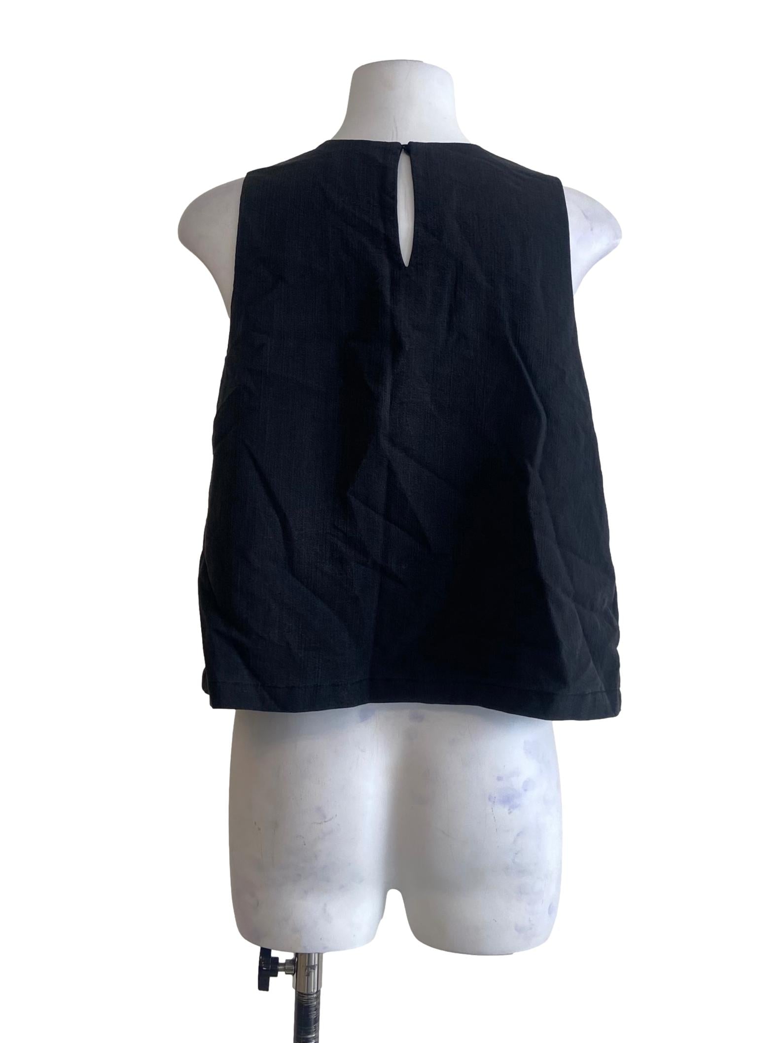 Black Sleeveless Ribbon Top