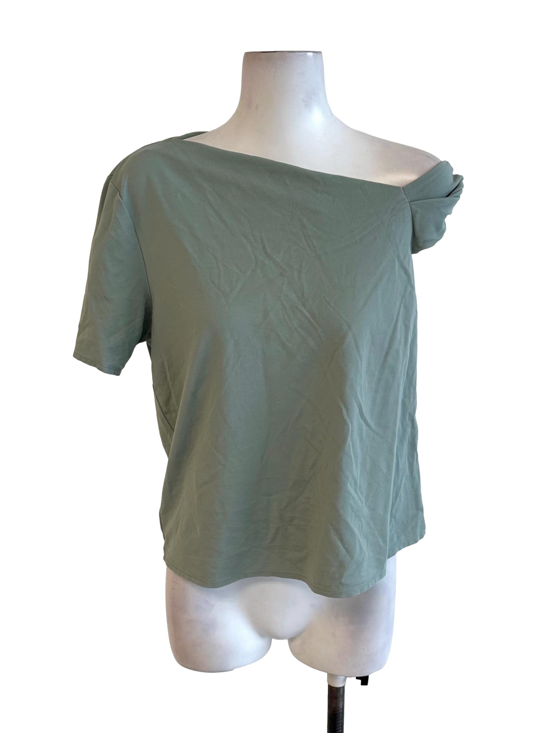 Dusty Green Cowl Asymmetric Top LB
