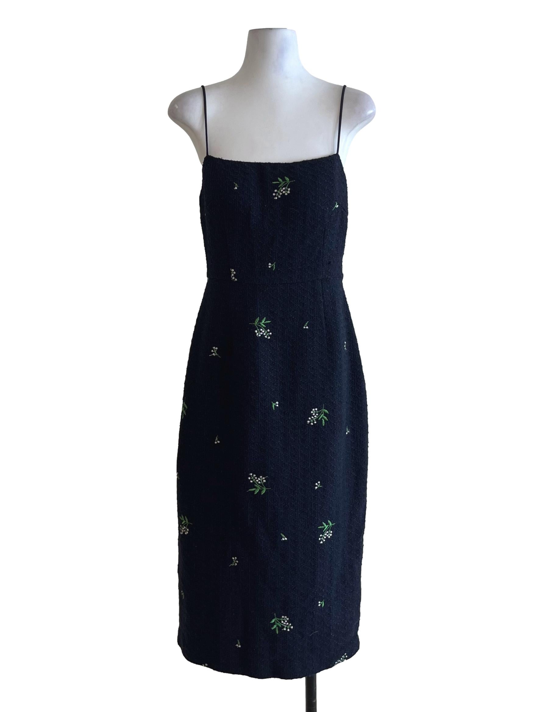 Navy Blue Floral A-Line Dress LB