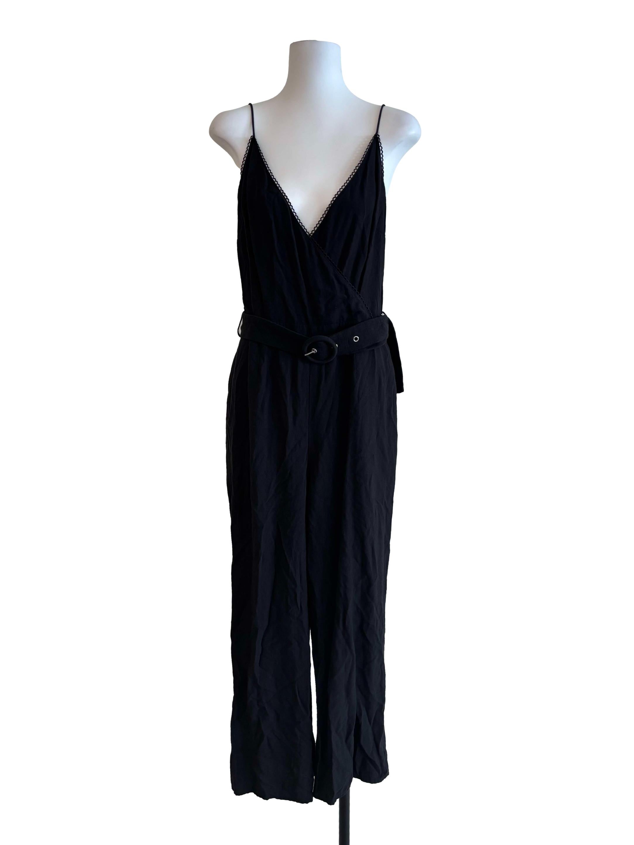 Ink Black Linen Camisole Jumpsuit