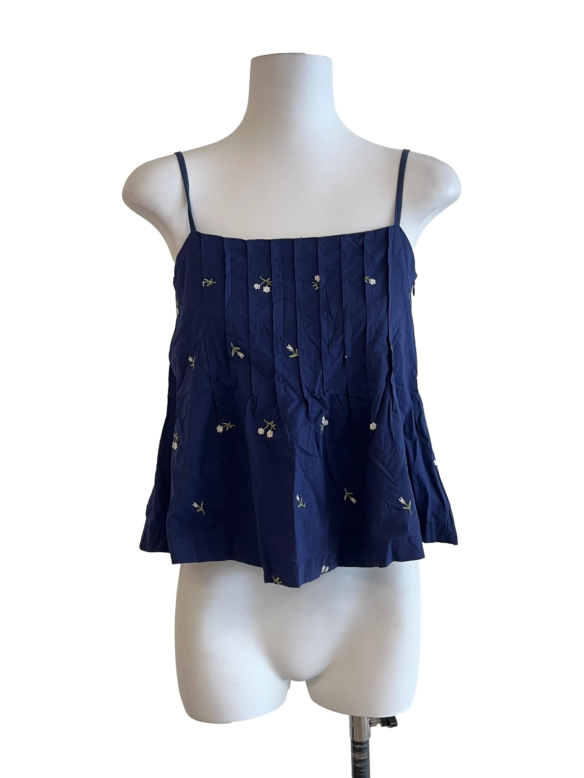Indigo Blue Flower Print Sleeveless Top