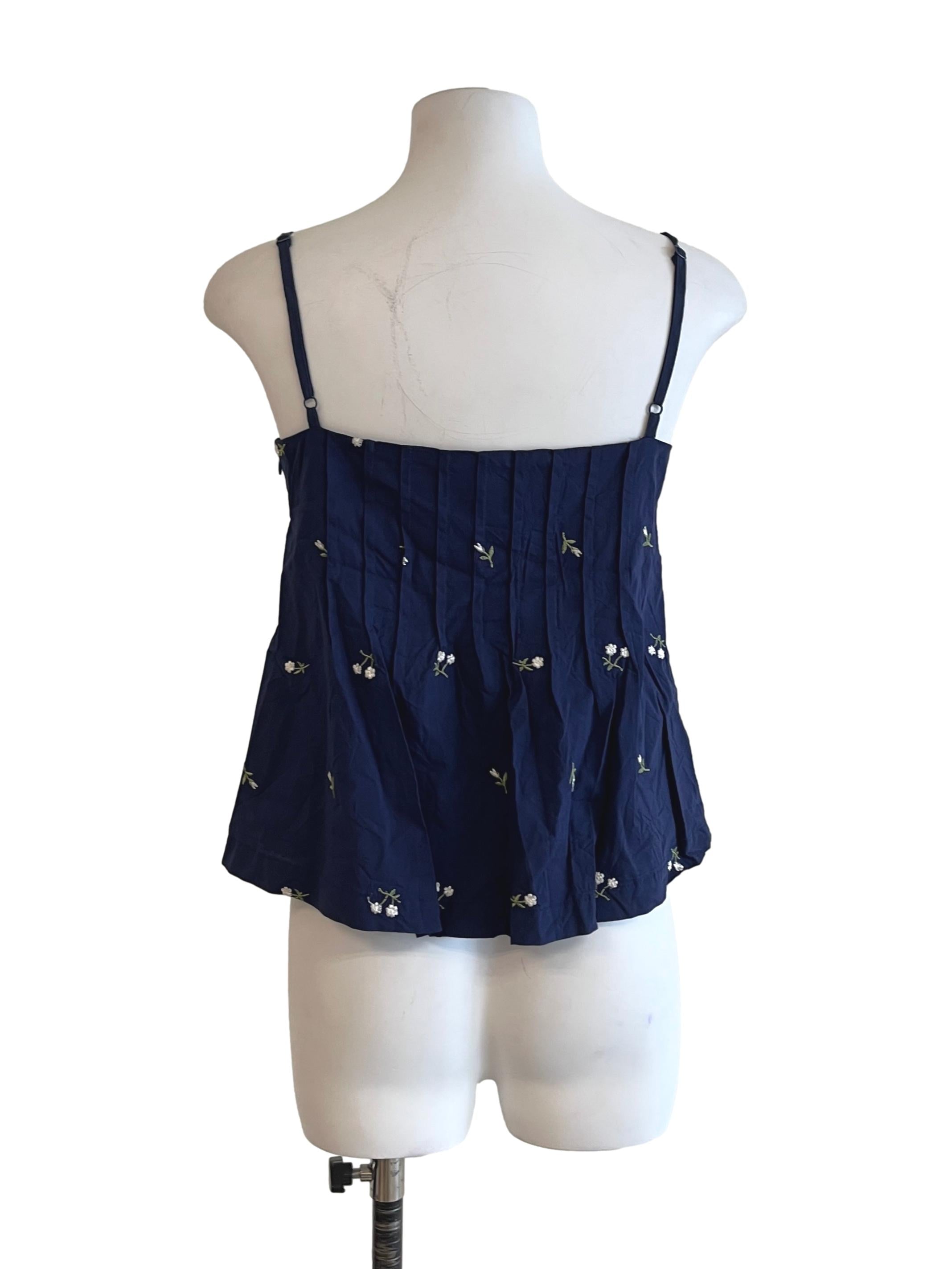 Indigo Blue Flower Print Sleeveless Top