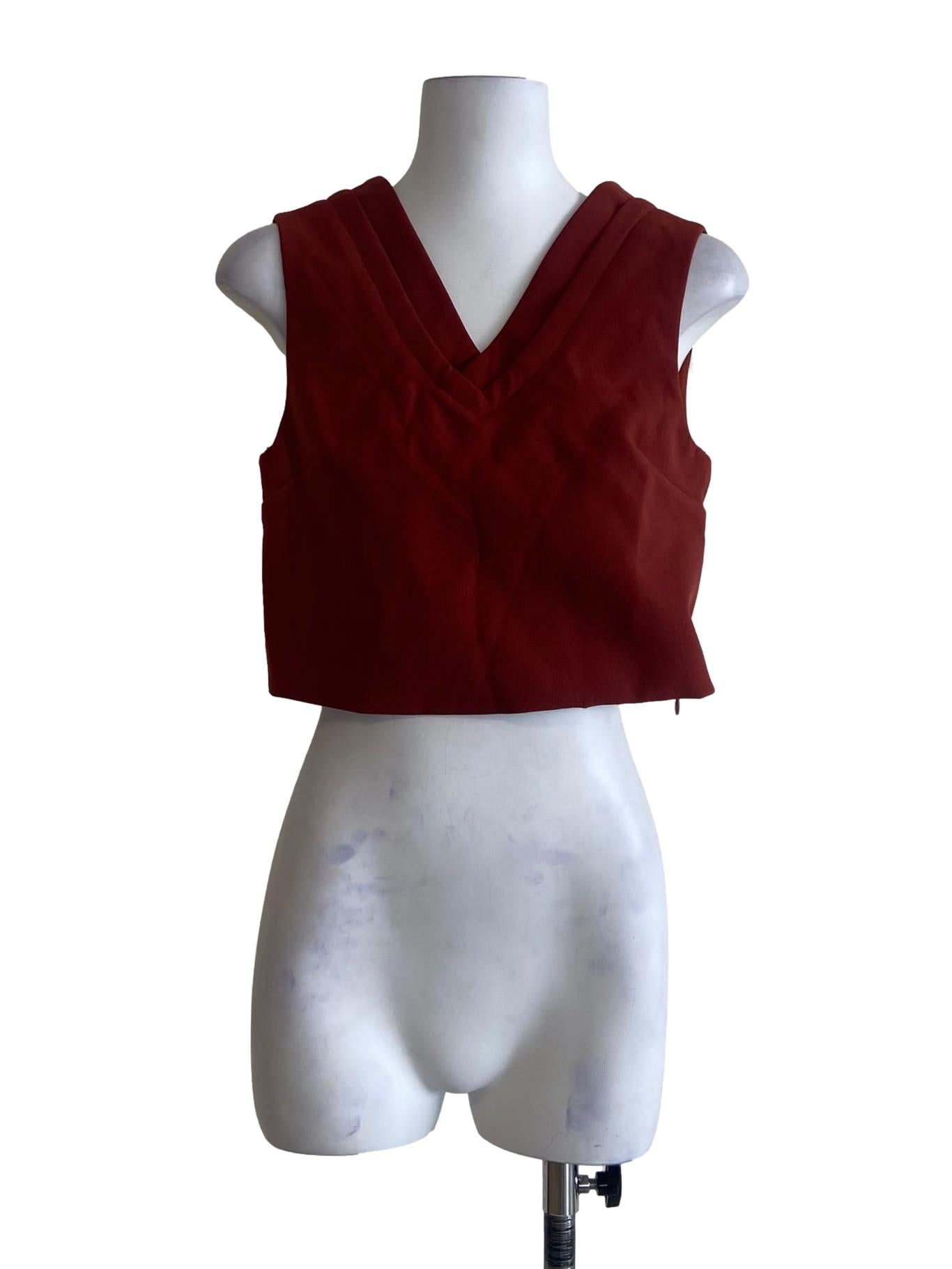 Apple Red Sleeveless Crop Top