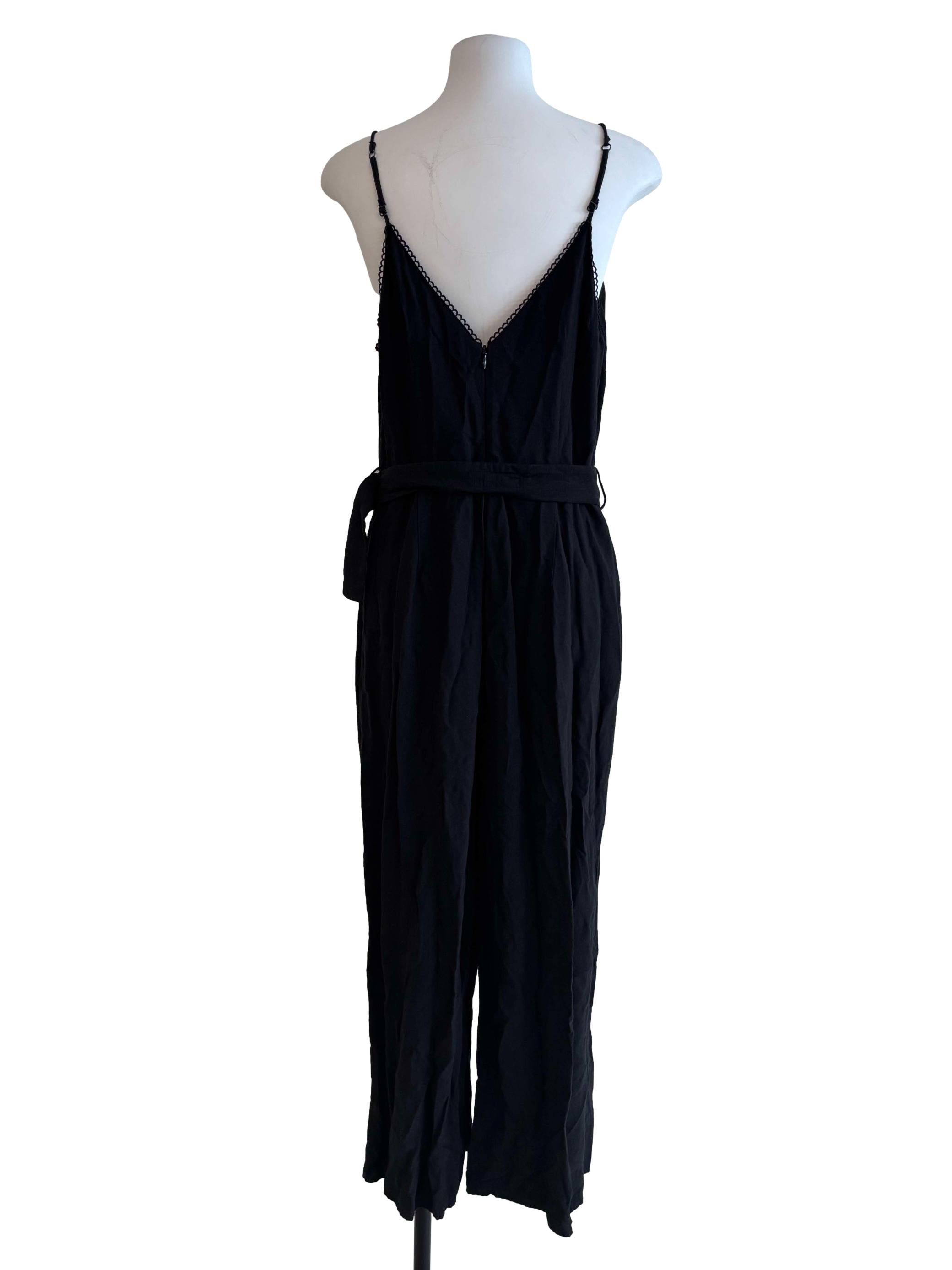 Ink Black Linen Camisole Jumpsuit