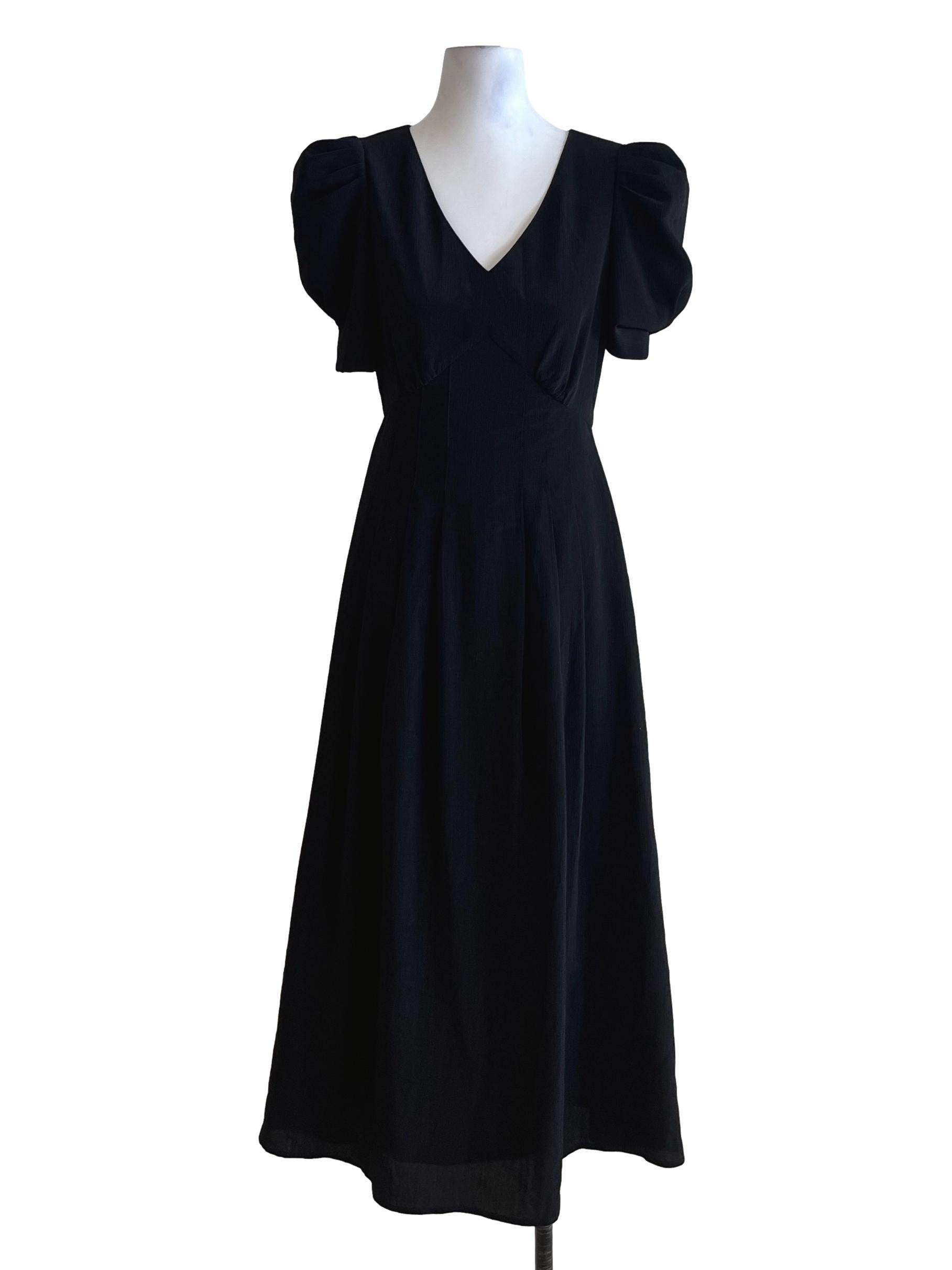 Black V-Neckline Empire Dress