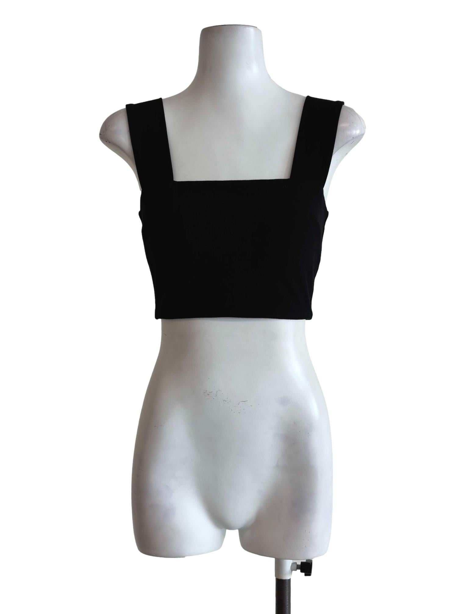 Jet Black Square Neck Sleeveless Top