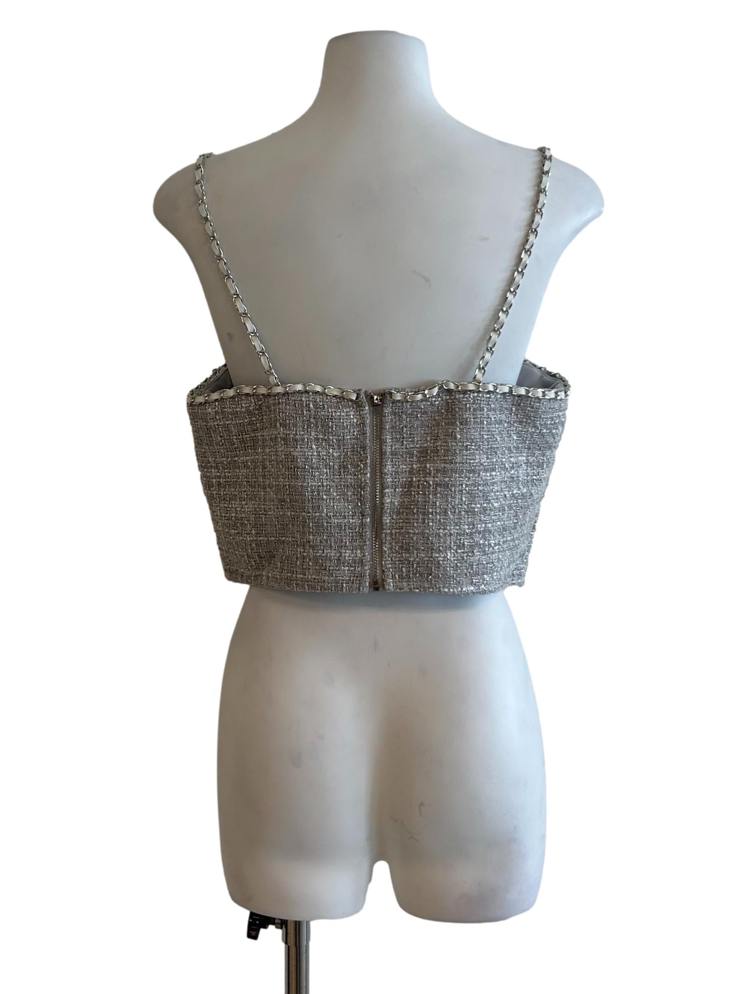 Cloud Grey Tweed Crop Top