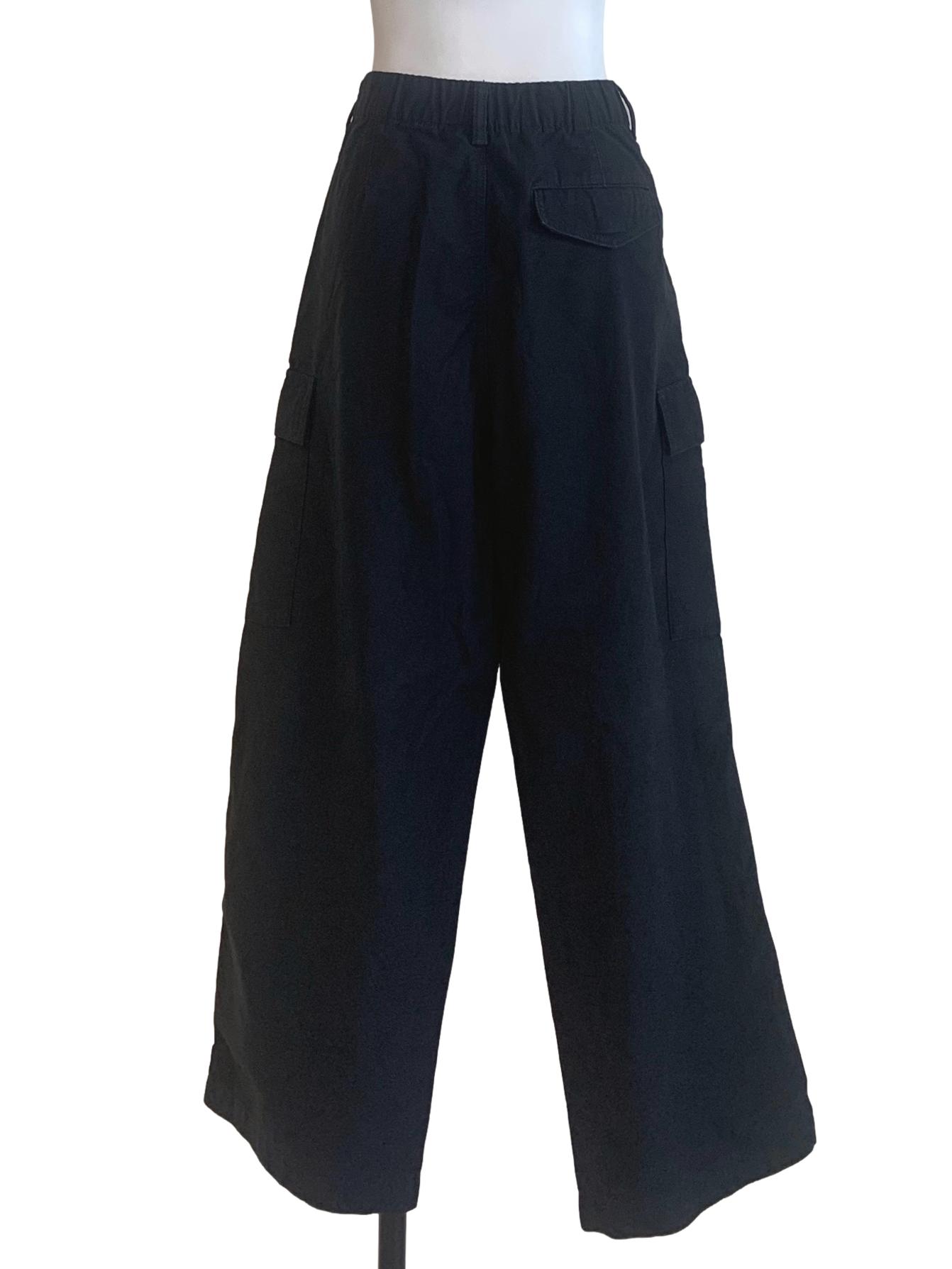 Black Straight Cut Cargo Pants