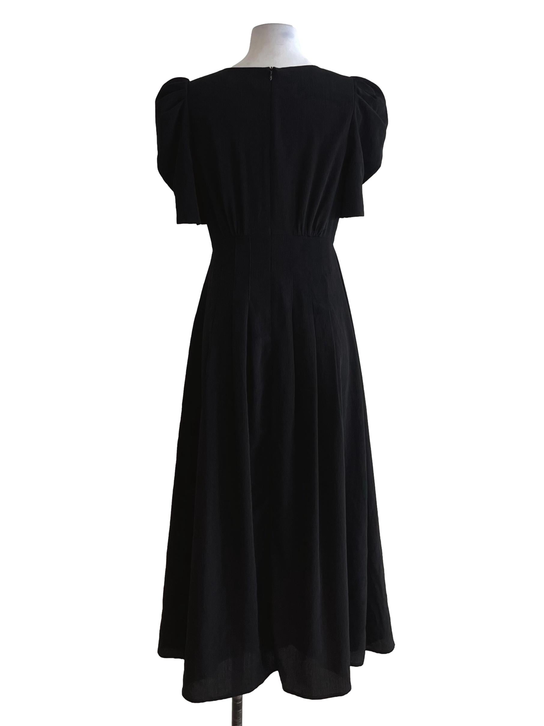 Black V-Neckline Empire Dress