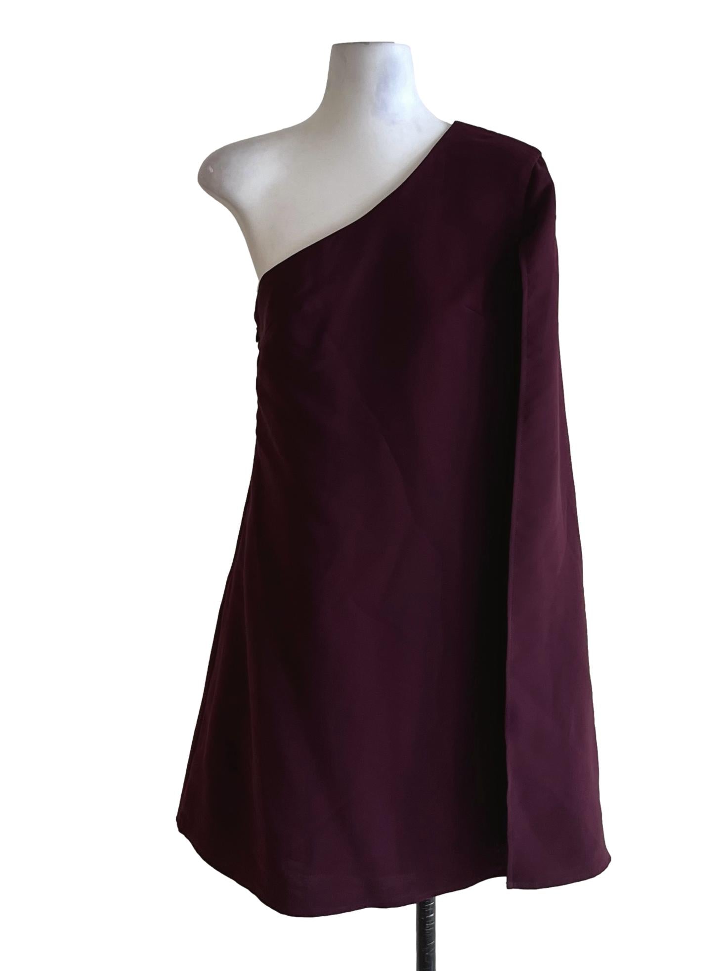 Mulberry Purple Asymmetrical Neckline Sheath Dress LB