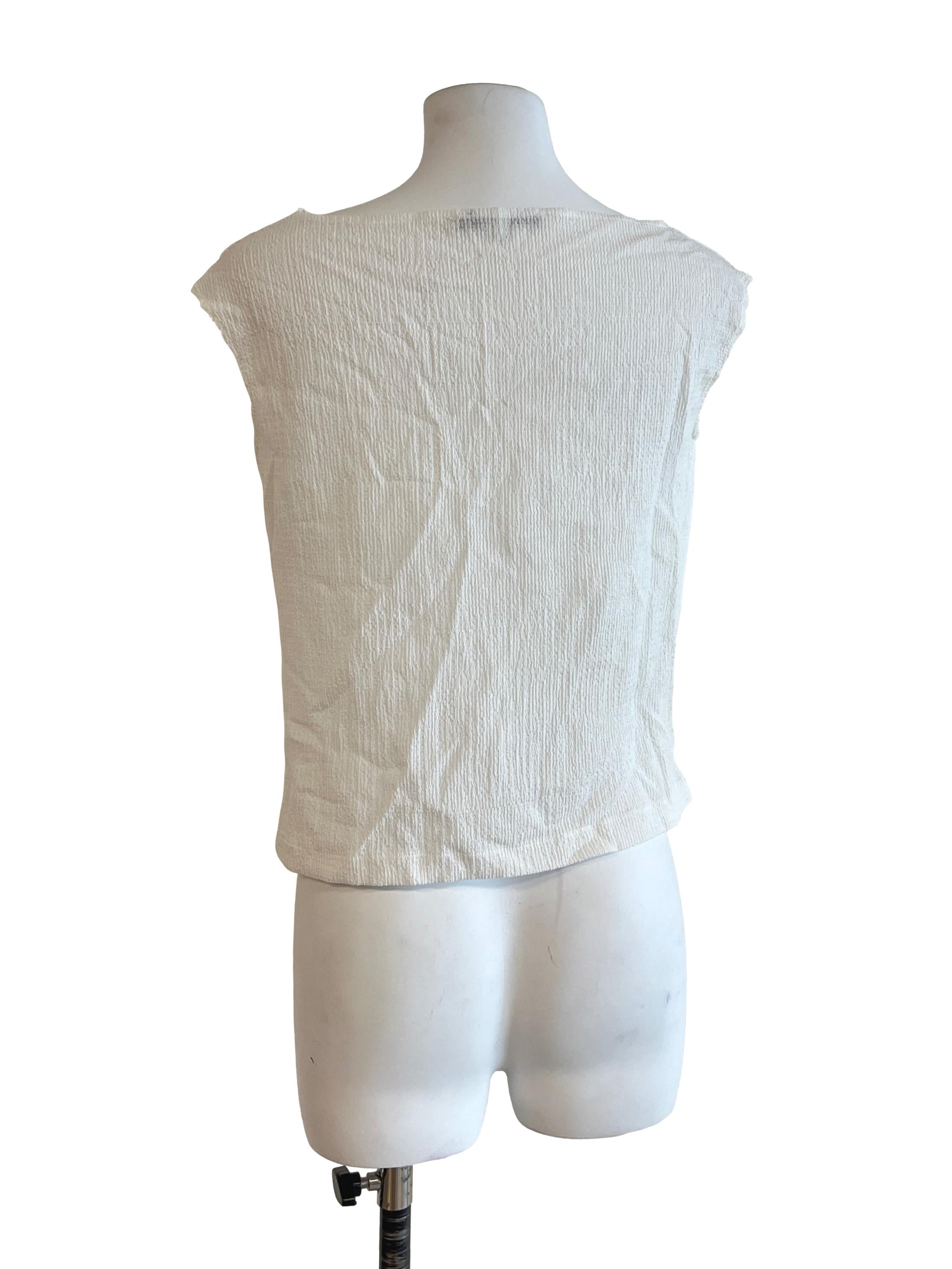 Off White Ruched Sleeveless Top