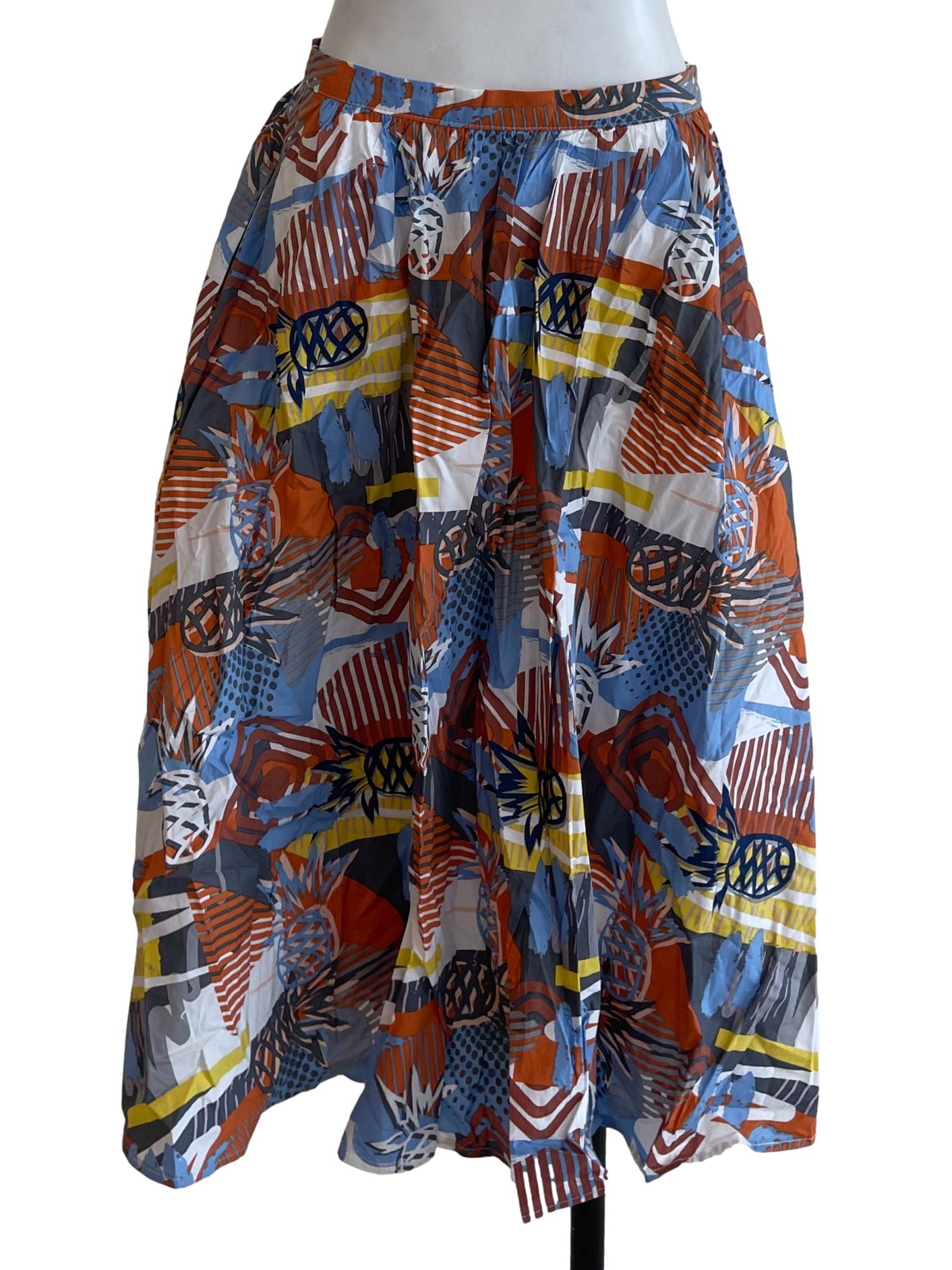 Multicolor Printed Midi Skirt