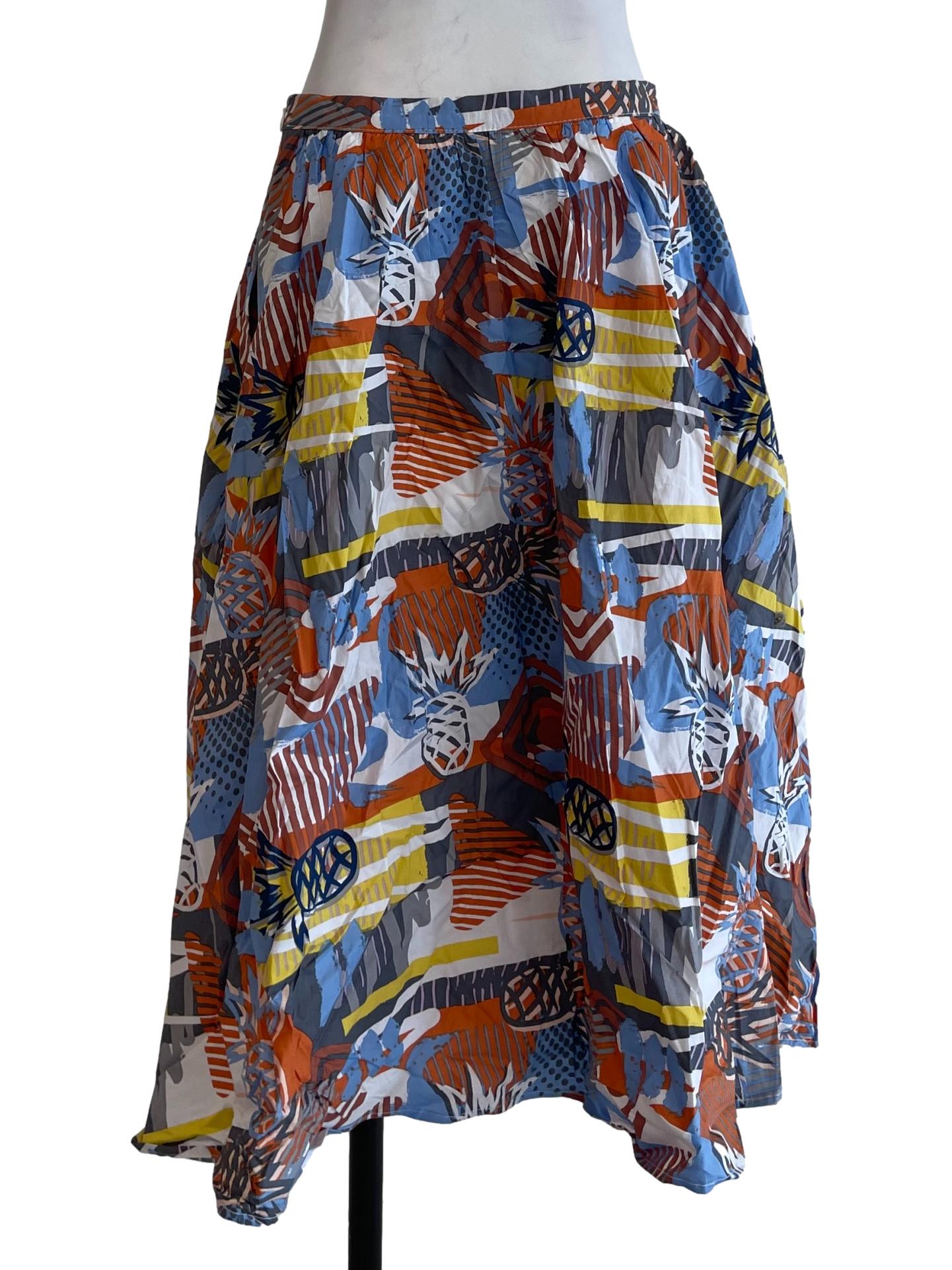 Multicolor Printed Midi Skirt