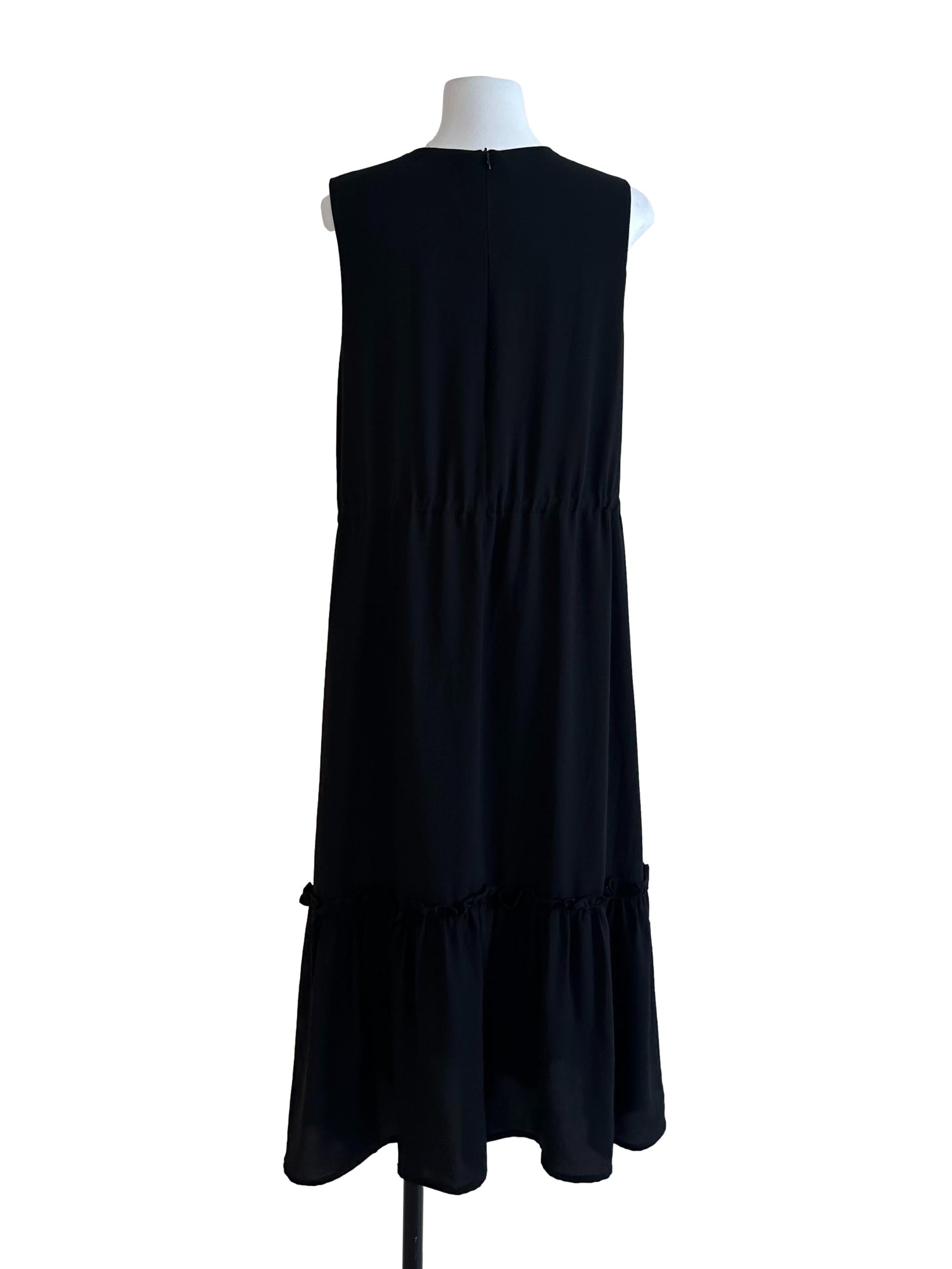 Raven Black Round Neck Drawstring Dress