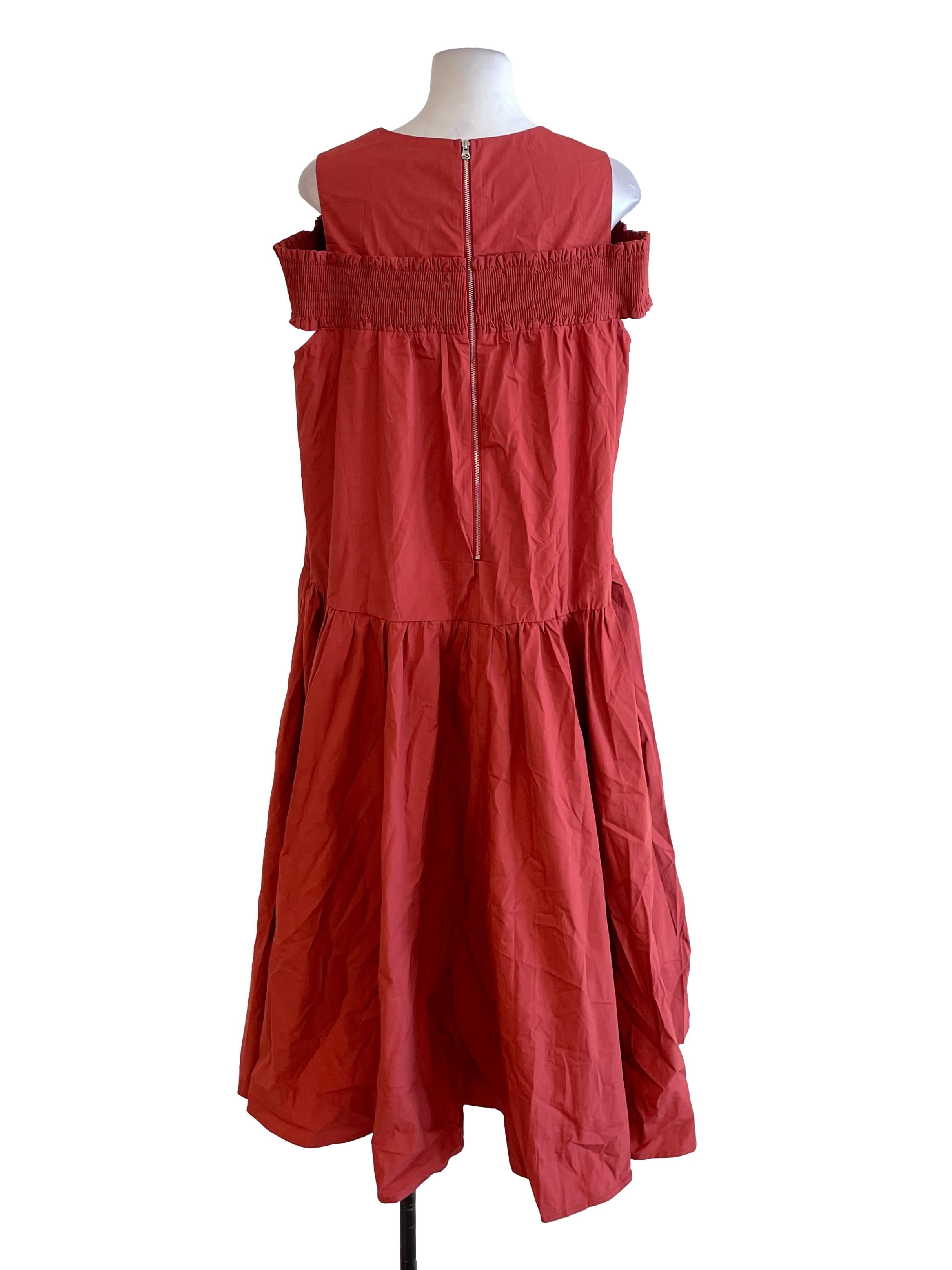 Orange Bouffont Off-Shoulder Dress