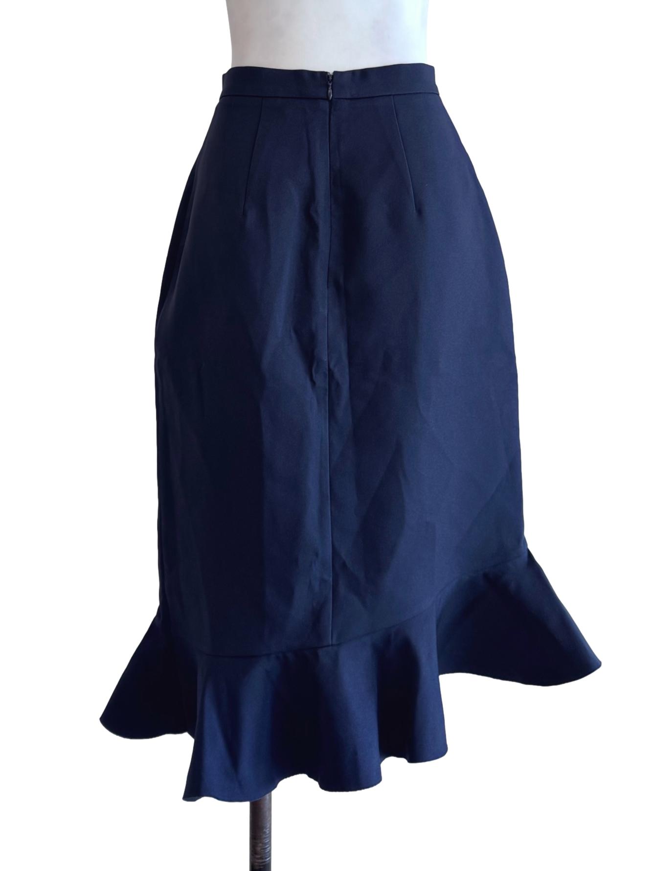 Navy Blue Ruffle Midi Skirt LB