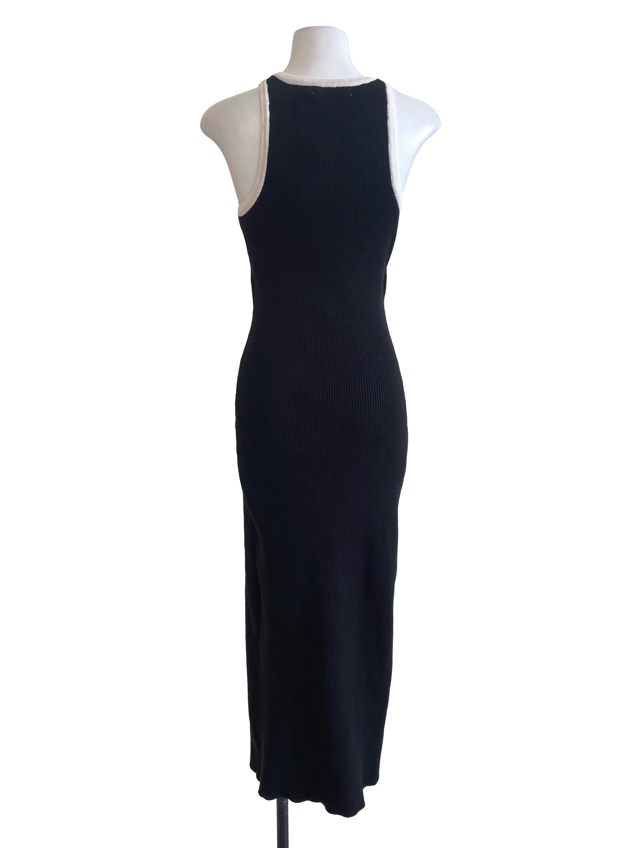 Black Pencil Stripe Slit Bodycon Dress