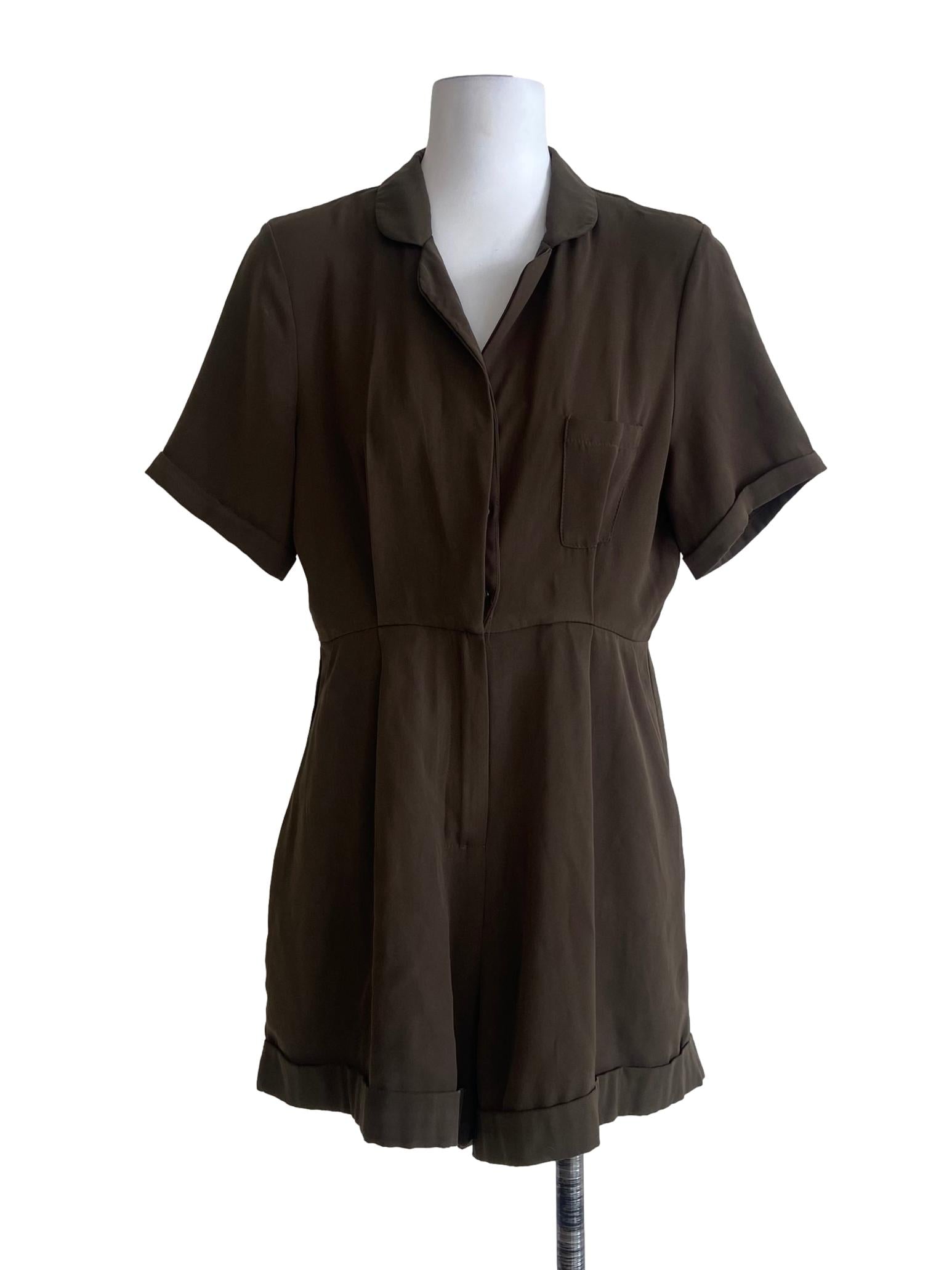 Pickle Green Half Button Romper