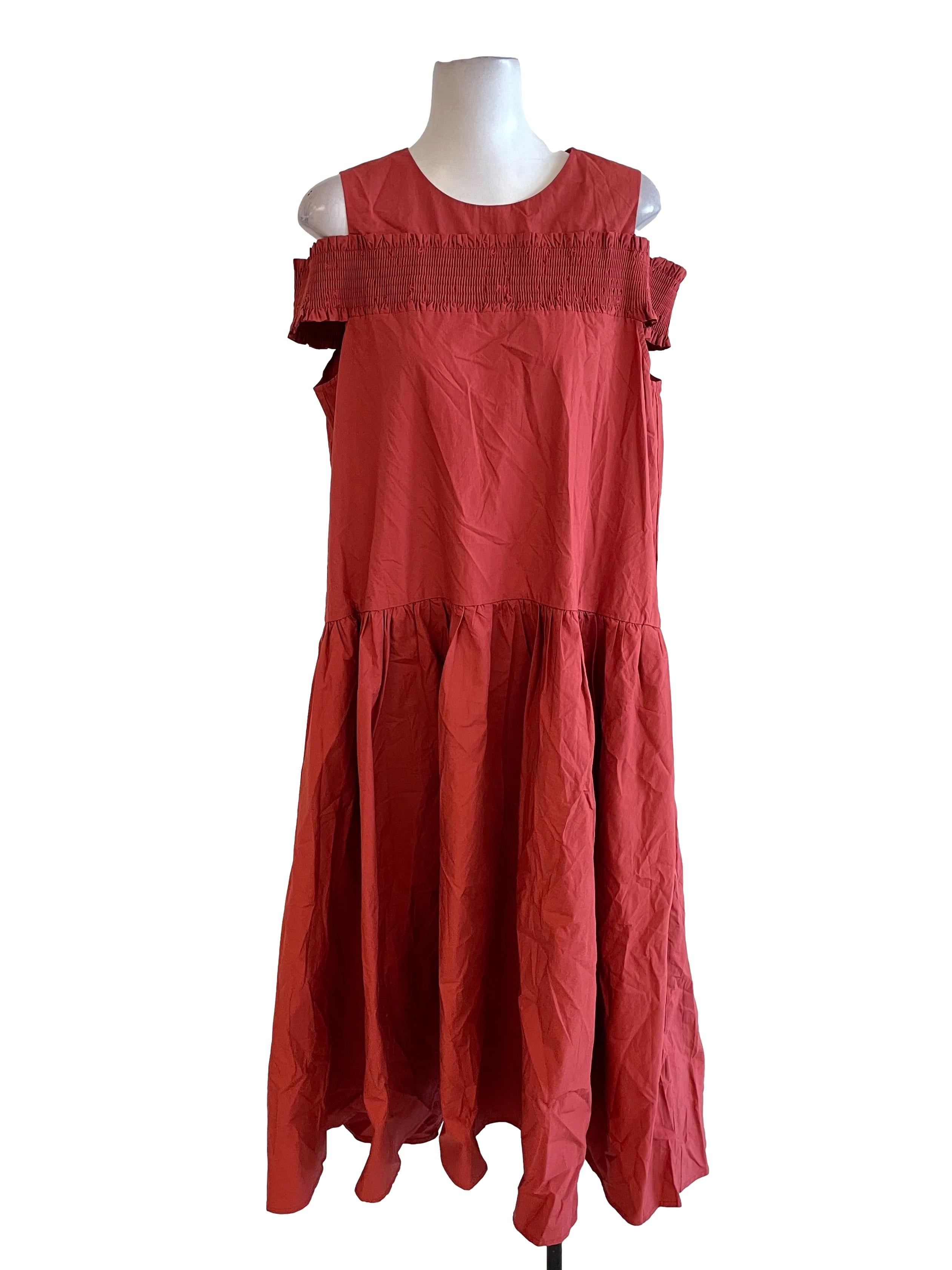 Orange Bouffont Off-Shoulder Dress