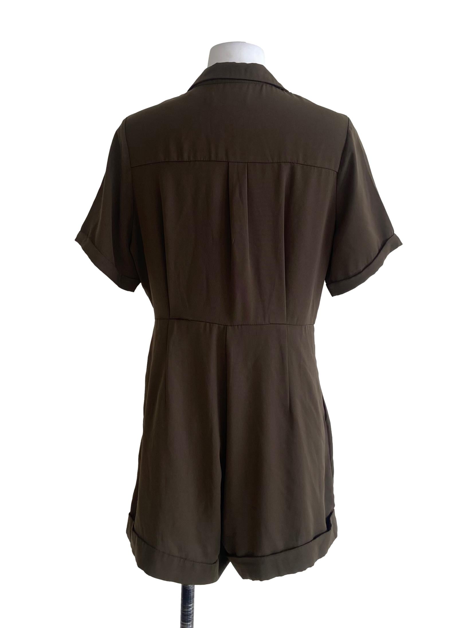 Pickle Green Half Button Romper