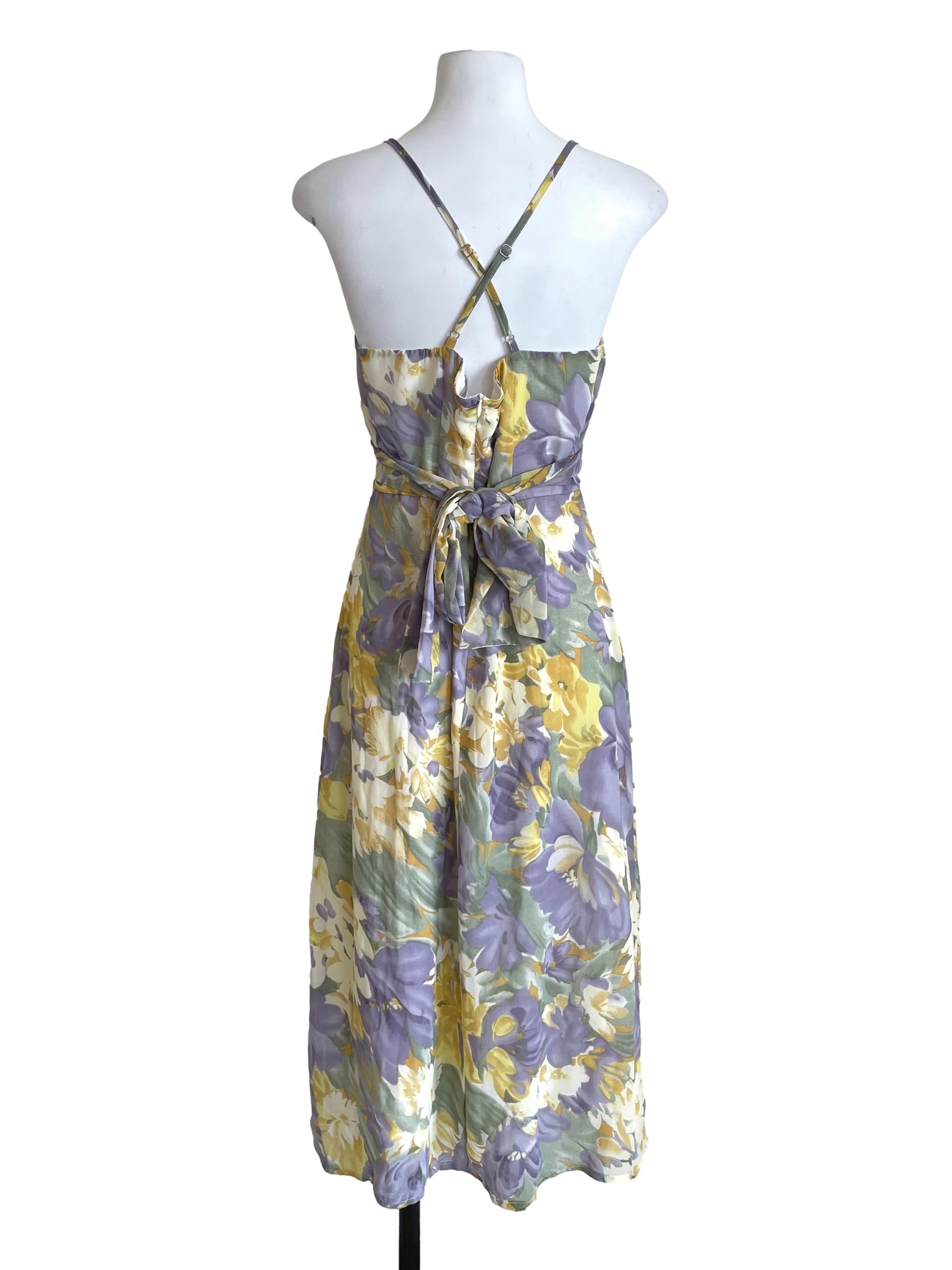Dusty Fern Floral Chiffon Slip Dress