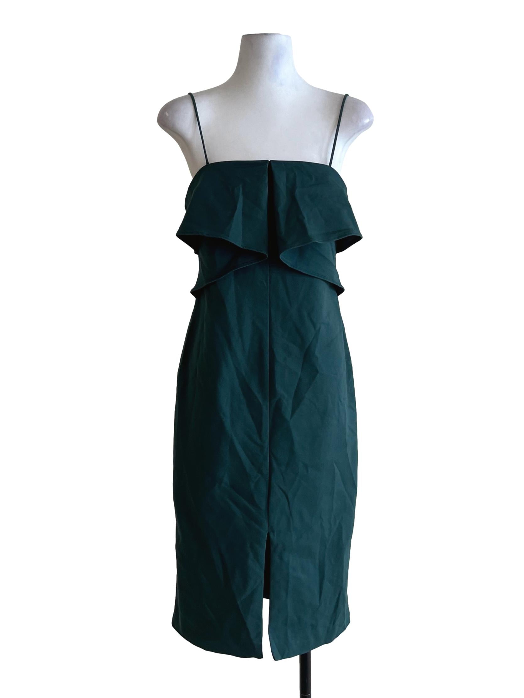 Green Spaghetti Strap Sheath Dress LB