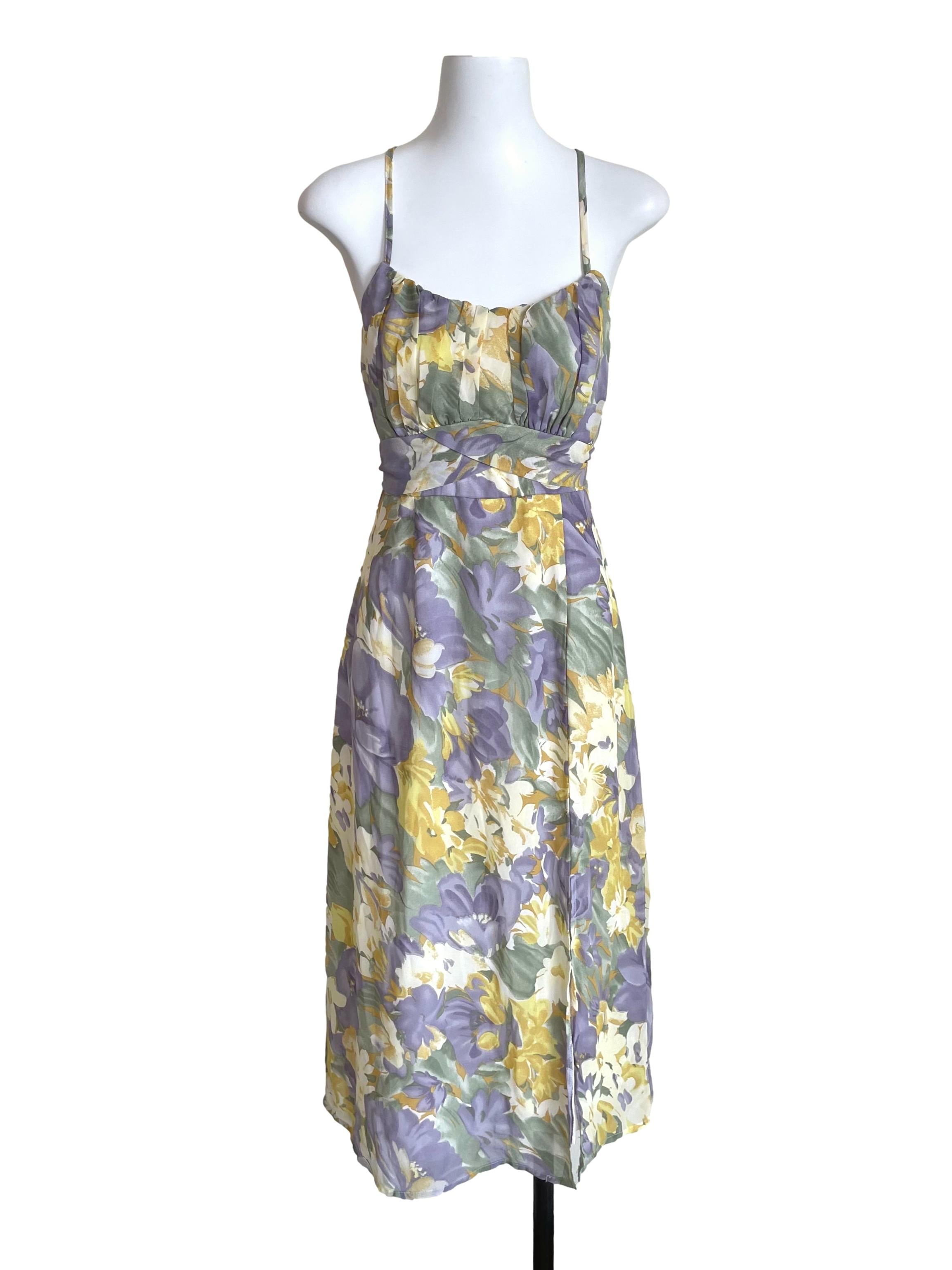 Dusty Fern Floral Chiffon Slip Dress