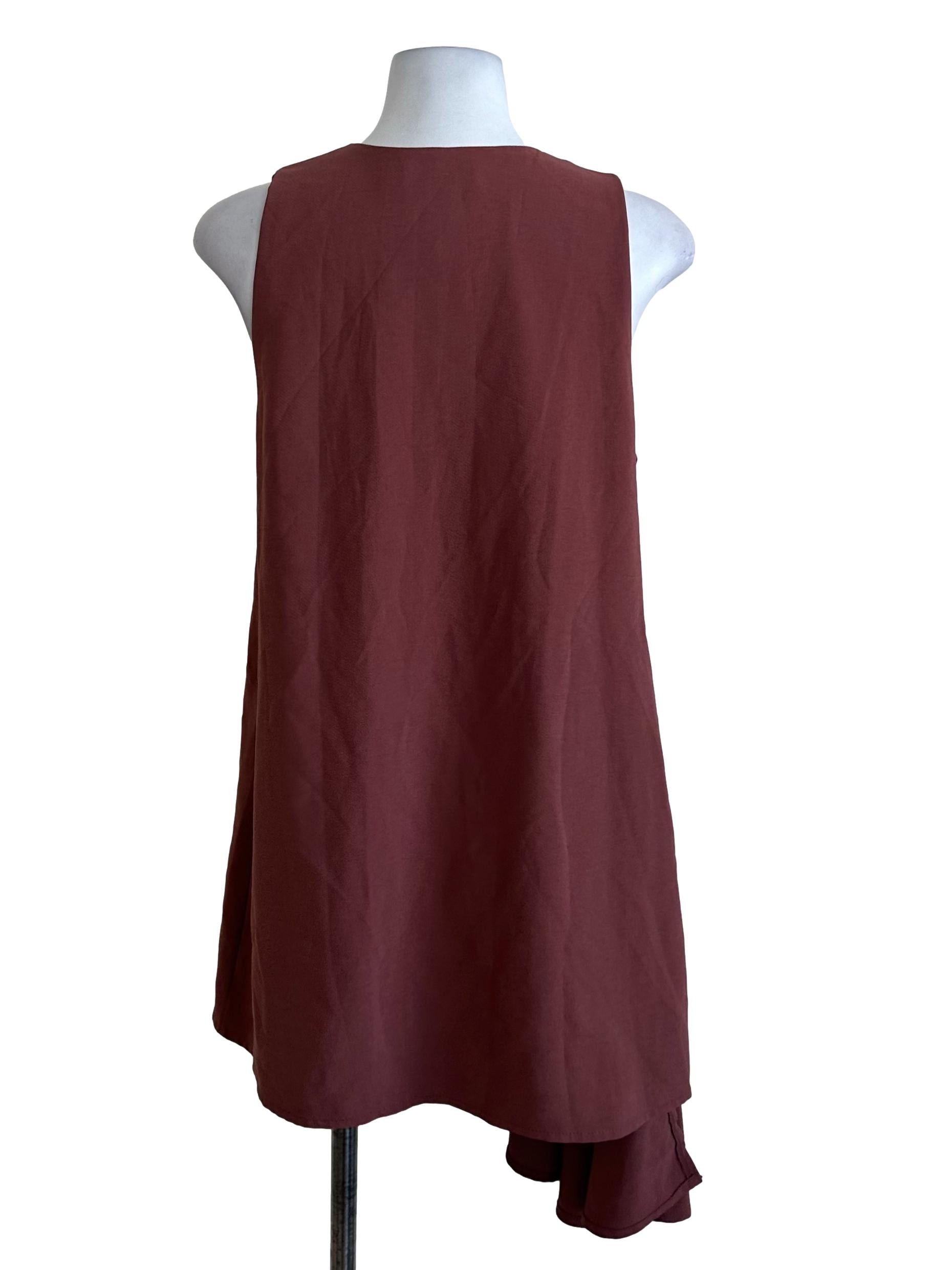 Rosewood Brown Plain Sleveless Dress TEM