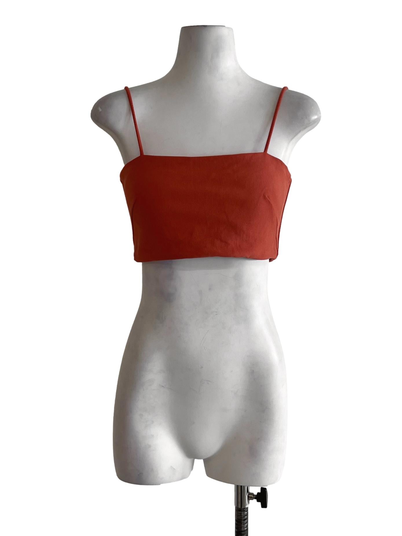 Orange Spaghetti Strap Cropped Top LB