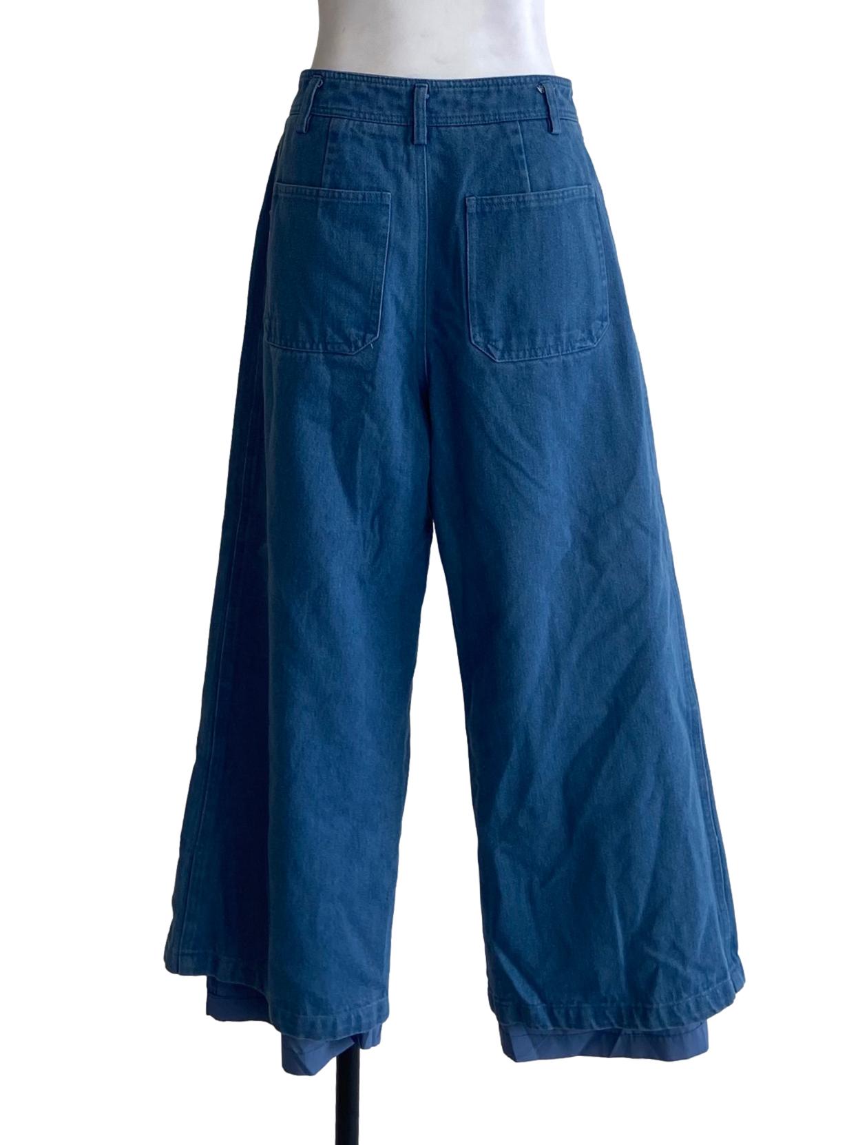 Blue Herringbone Straight Jeans