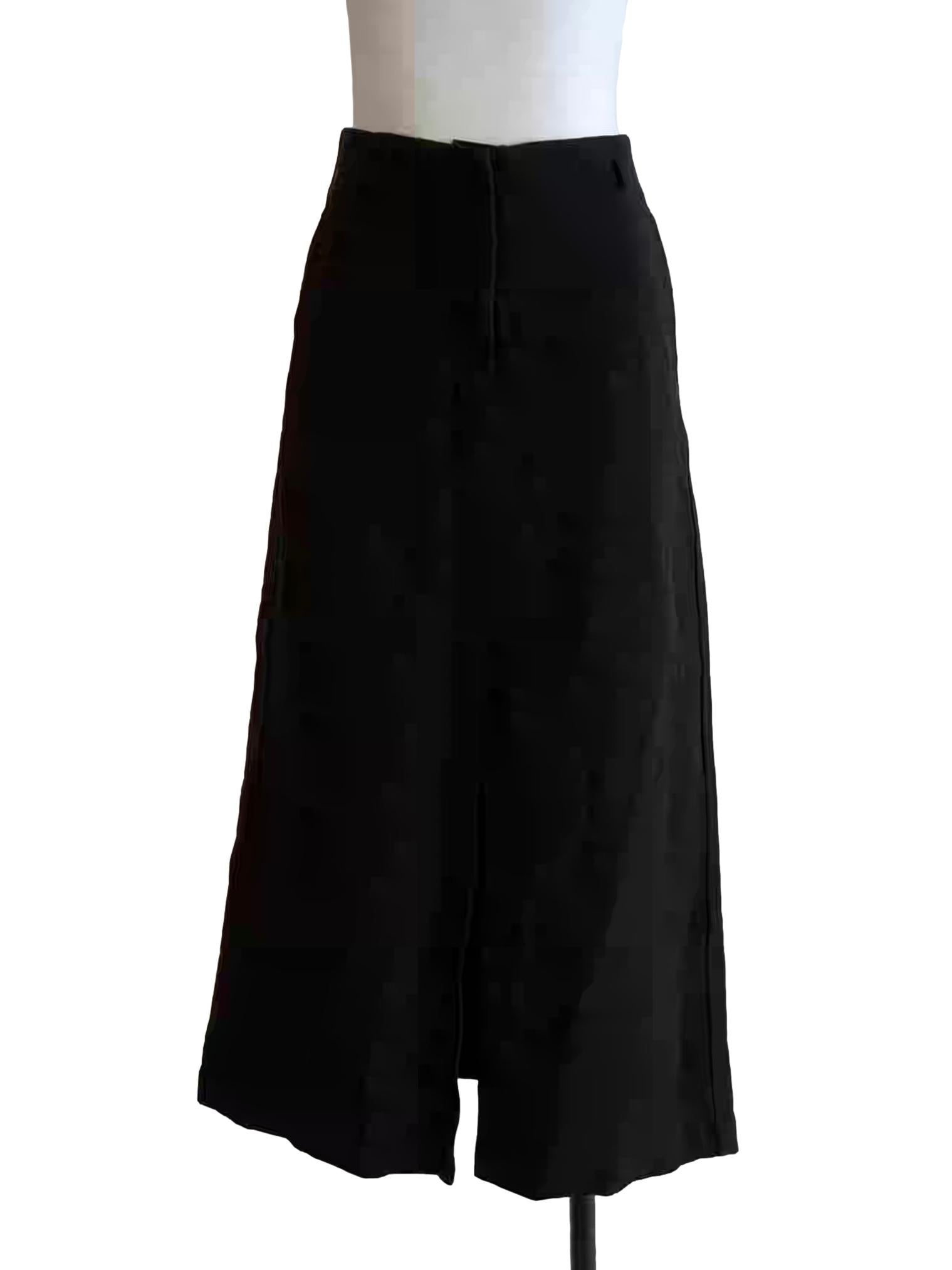Onyx Black Front Slit Midi Skirt