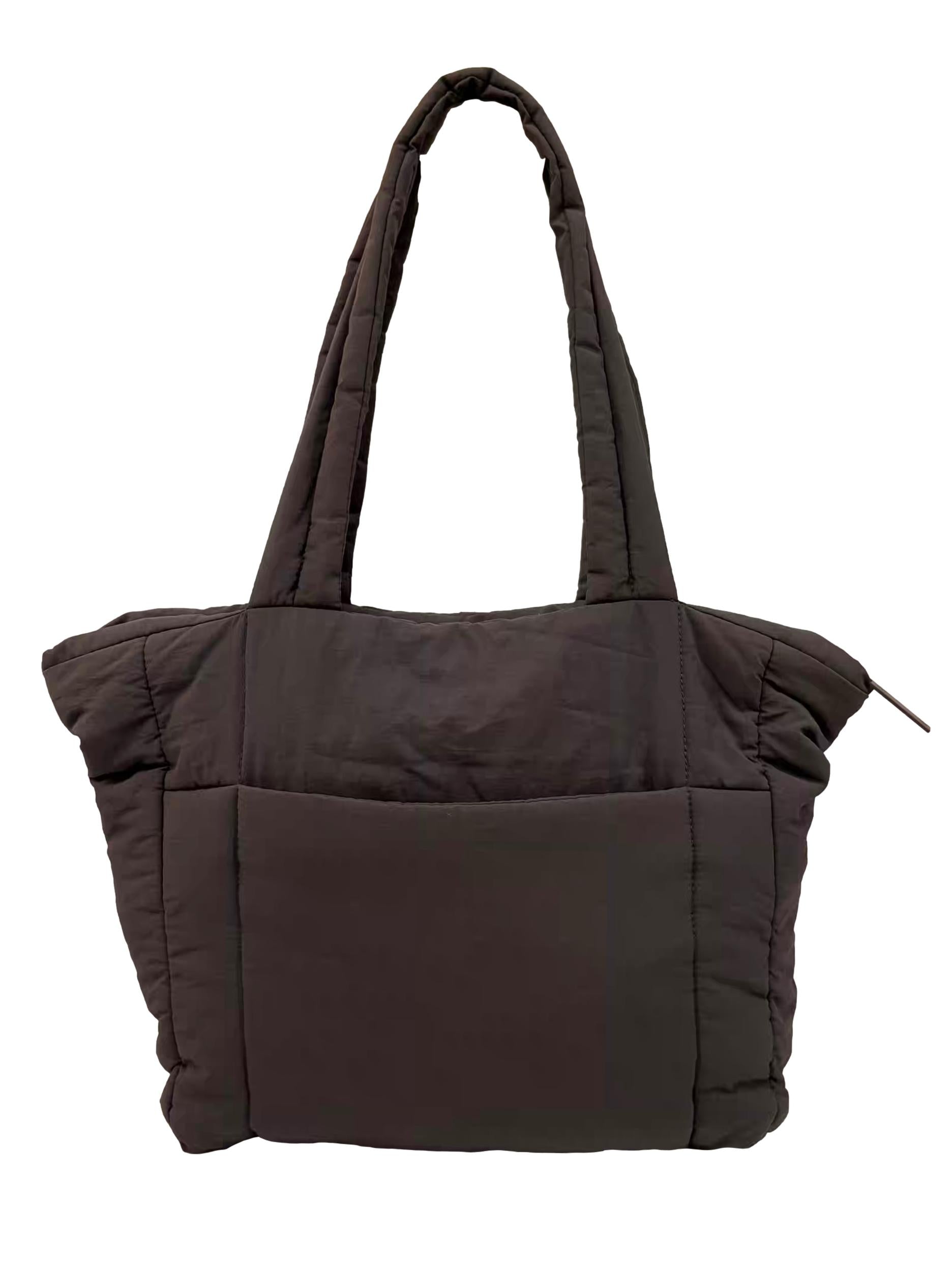 Grey Nylon Puffer Shopper Tote Bag