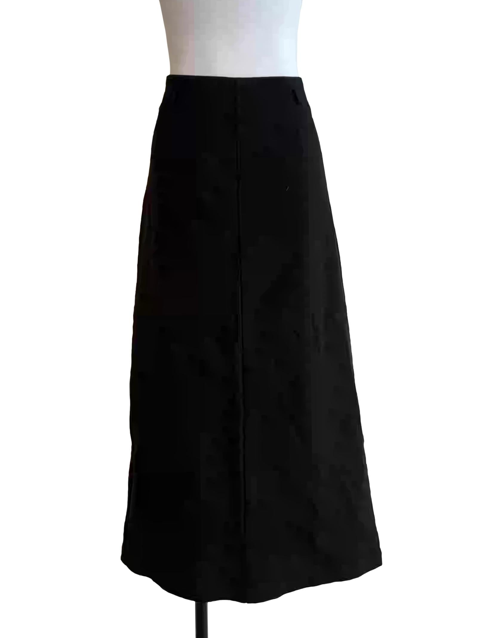 Onyx Black Front Slit Midi Skirt