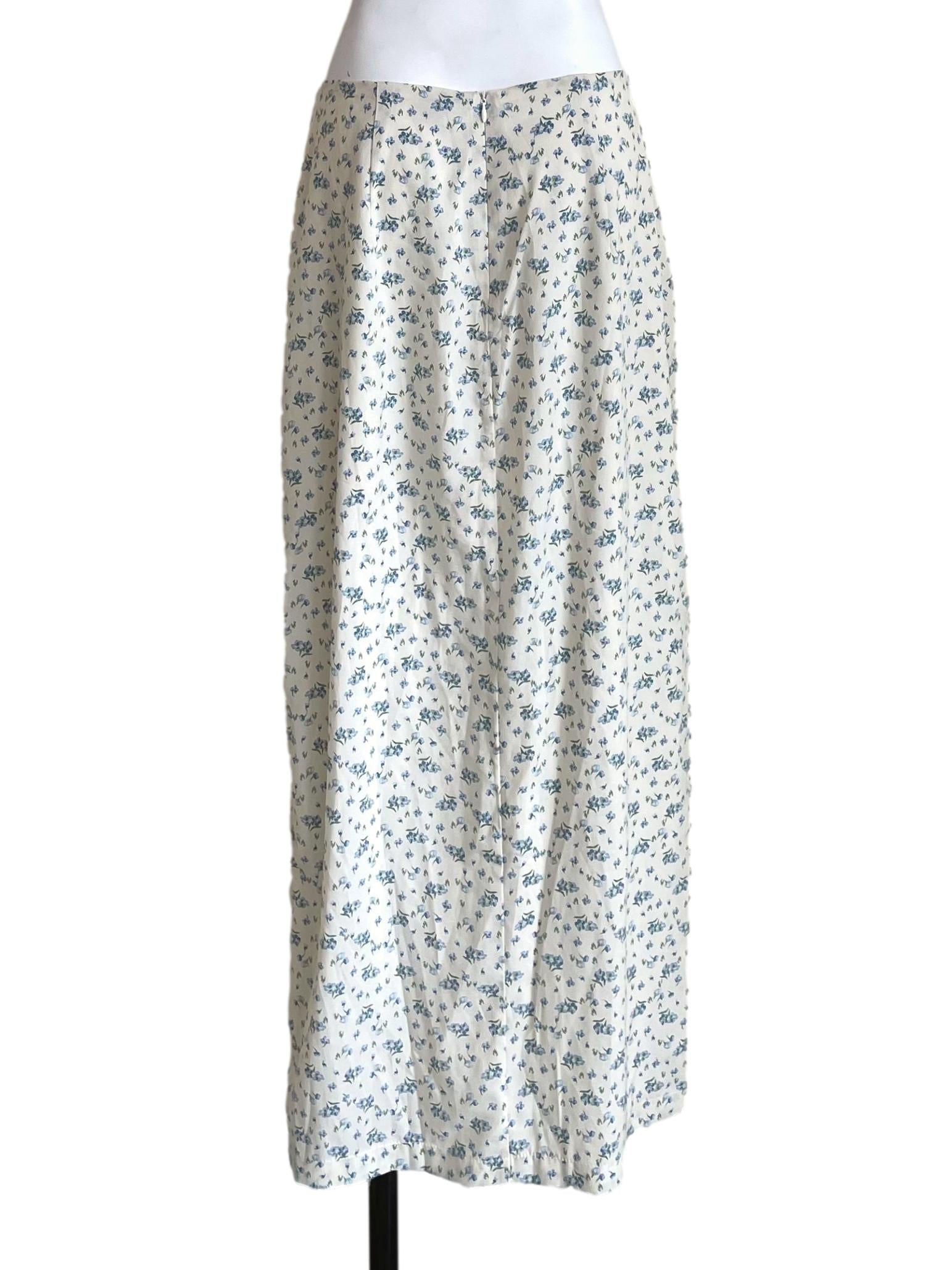 Cotton Floral Slit Skirt
