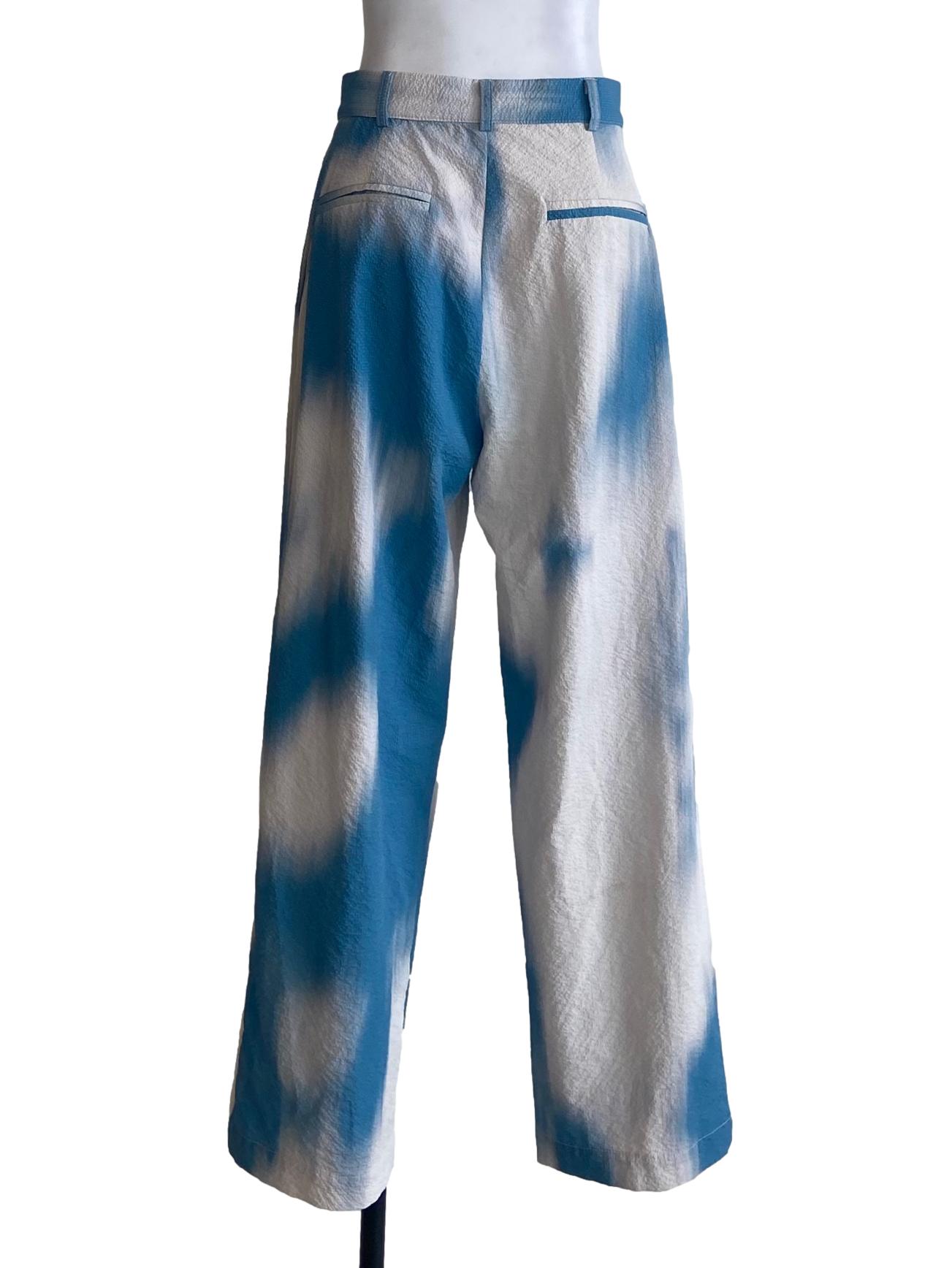 Blue & White Straight Formal Pants
