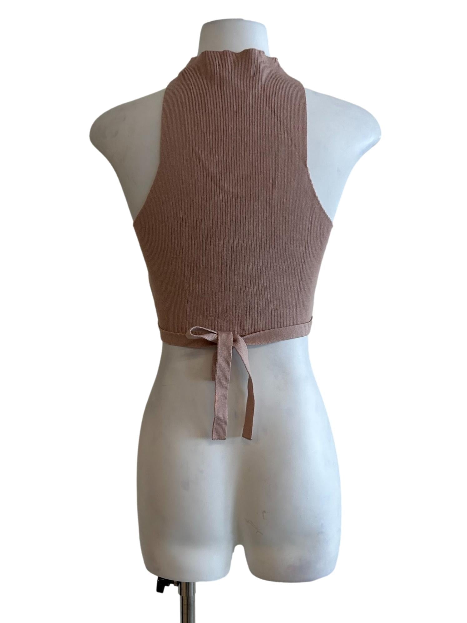 Nude Halter Ribbed Top