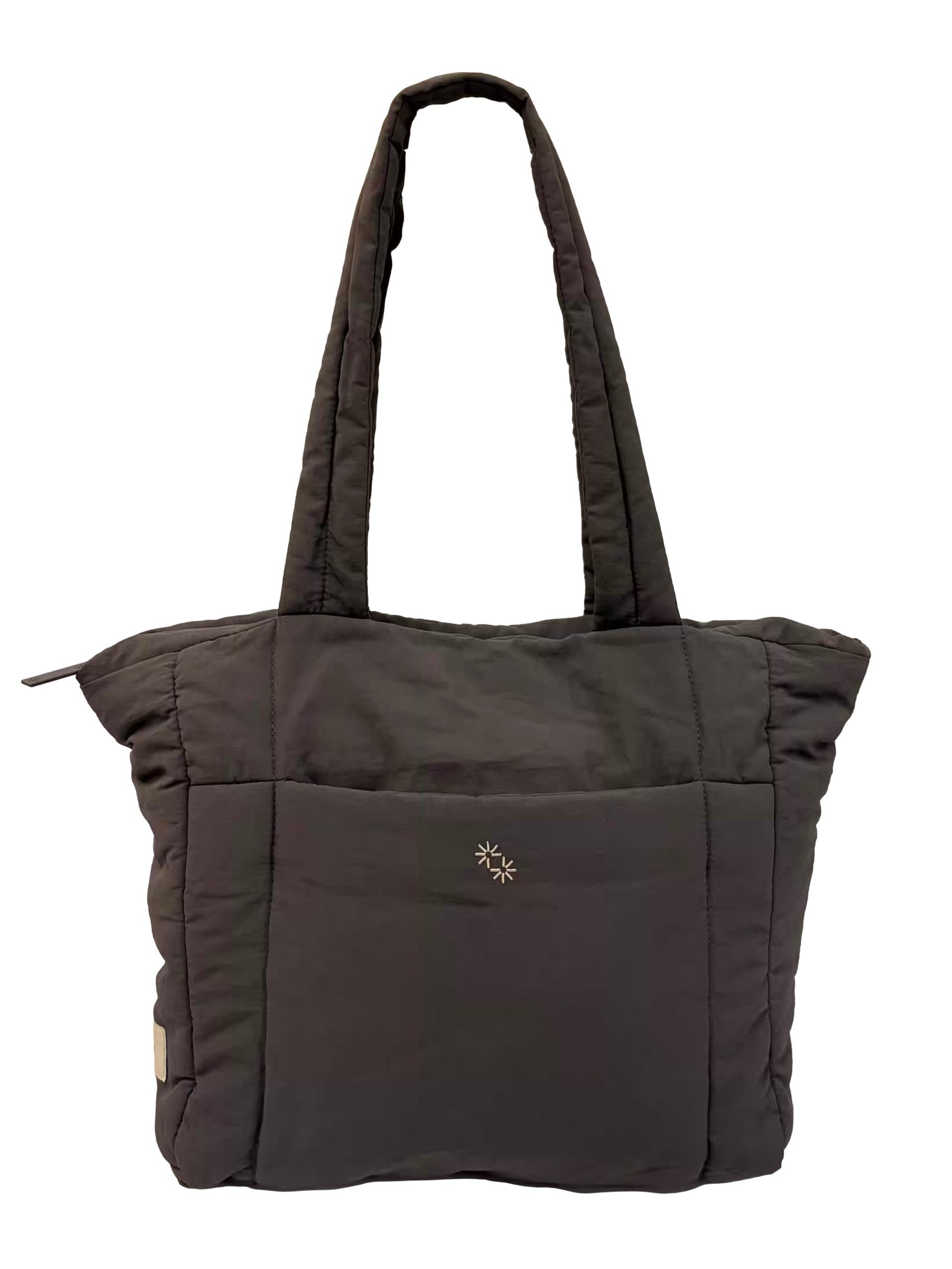 Grey Nylon Puffer Shopper Tote Bag