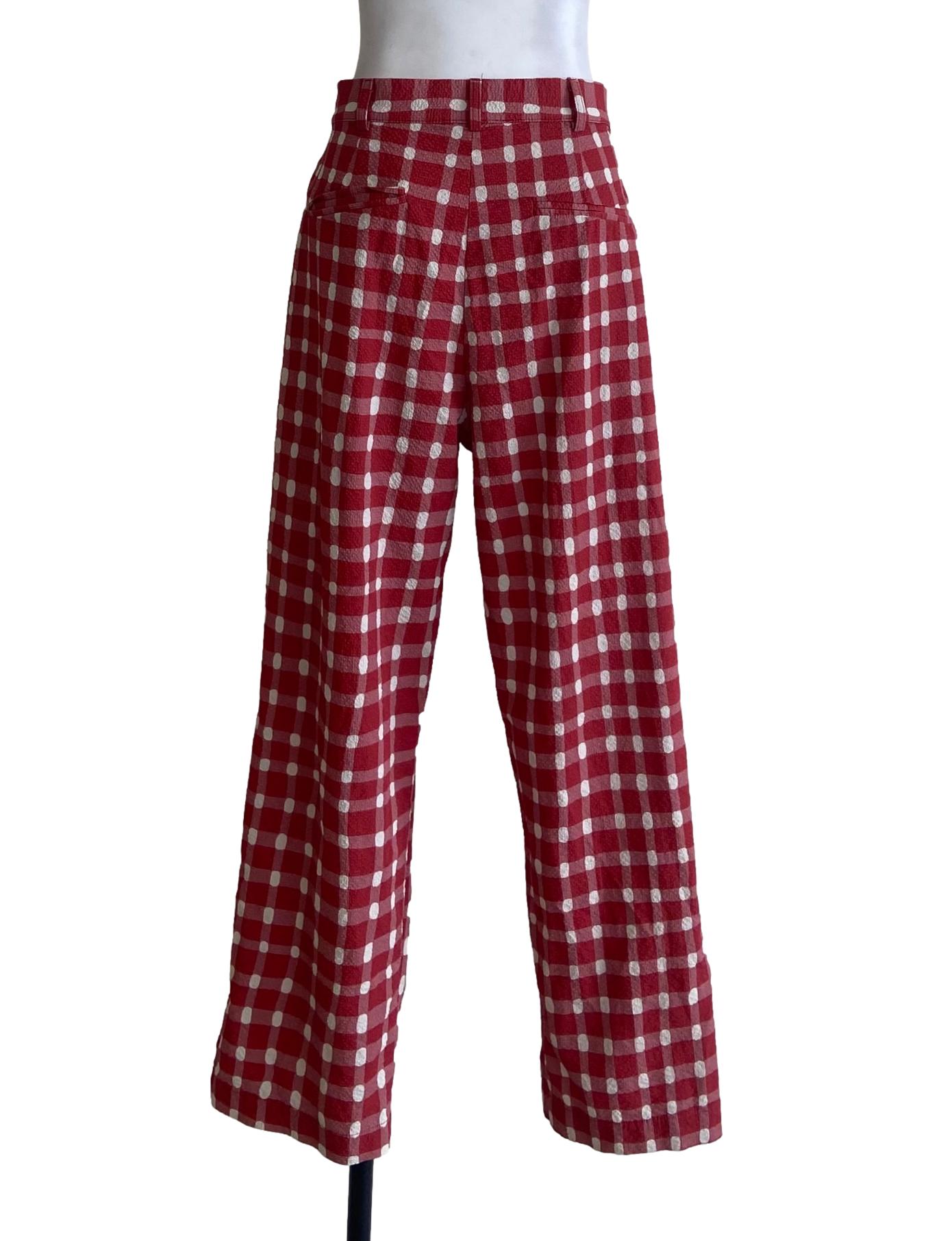 Rose Red Plaid & White Dot Formal Pants