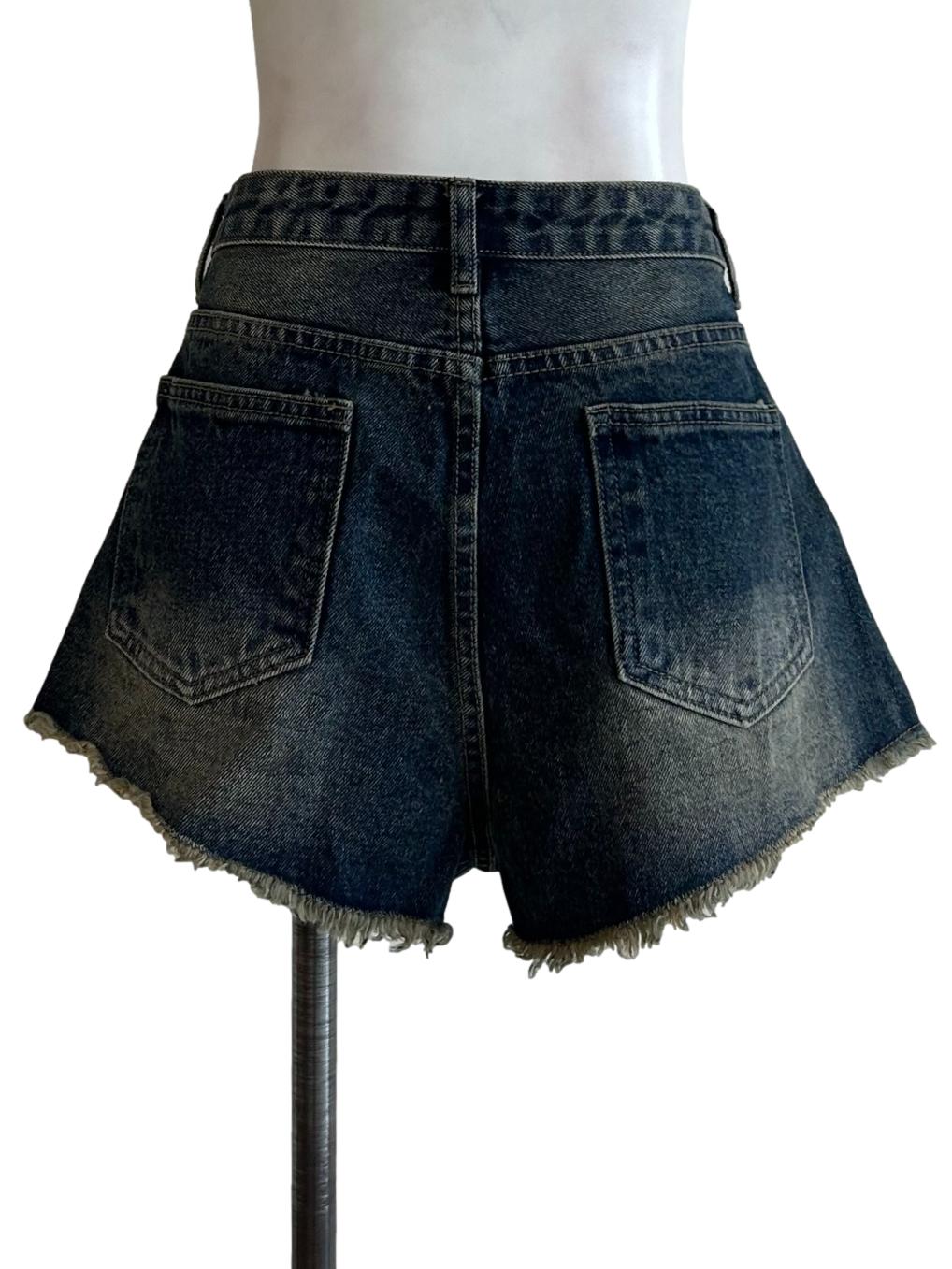 Medium Blue Washed Ripped Short