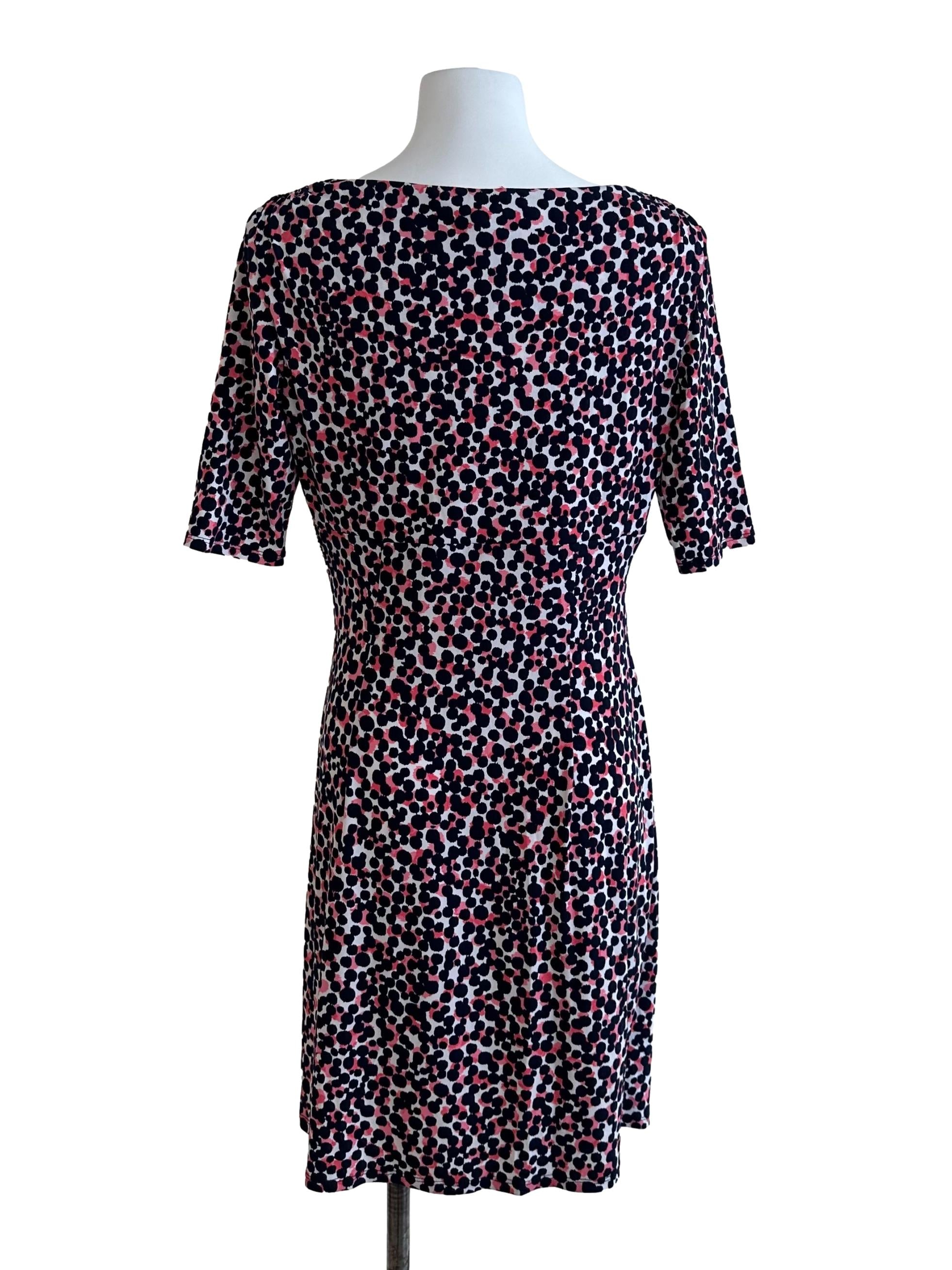 Blue Pink Leopard Pattern V Neck Dress